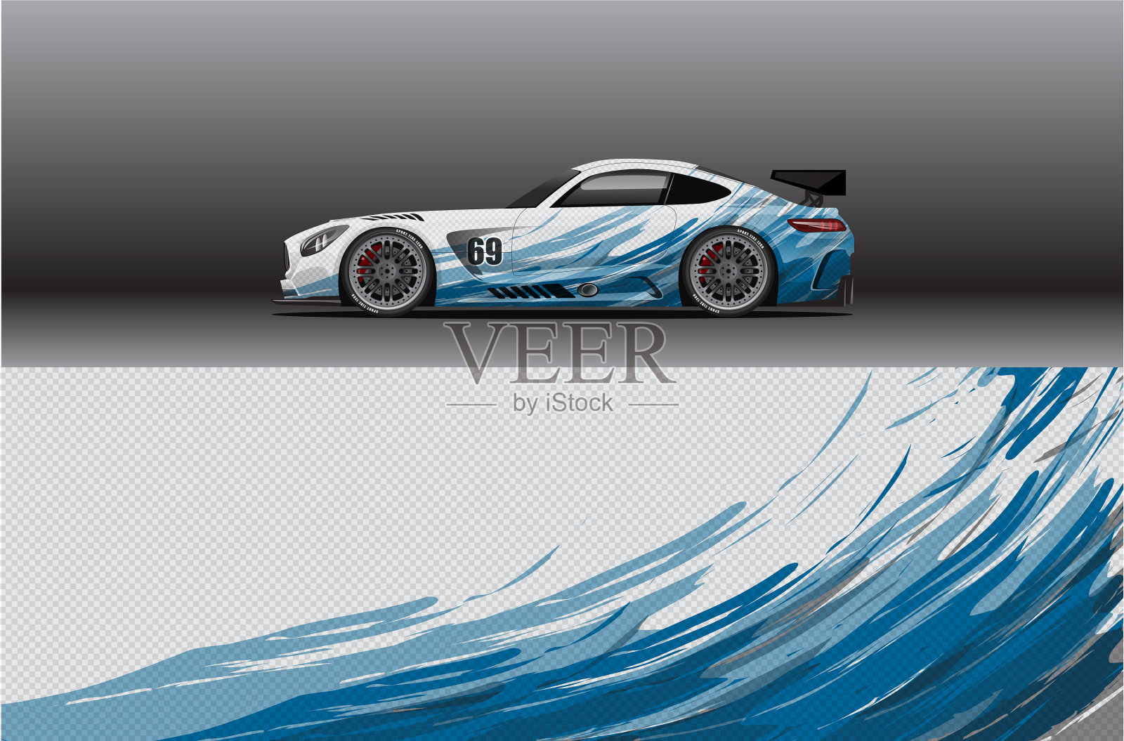 抽象赛车贴纸设计与运动插画图片素材