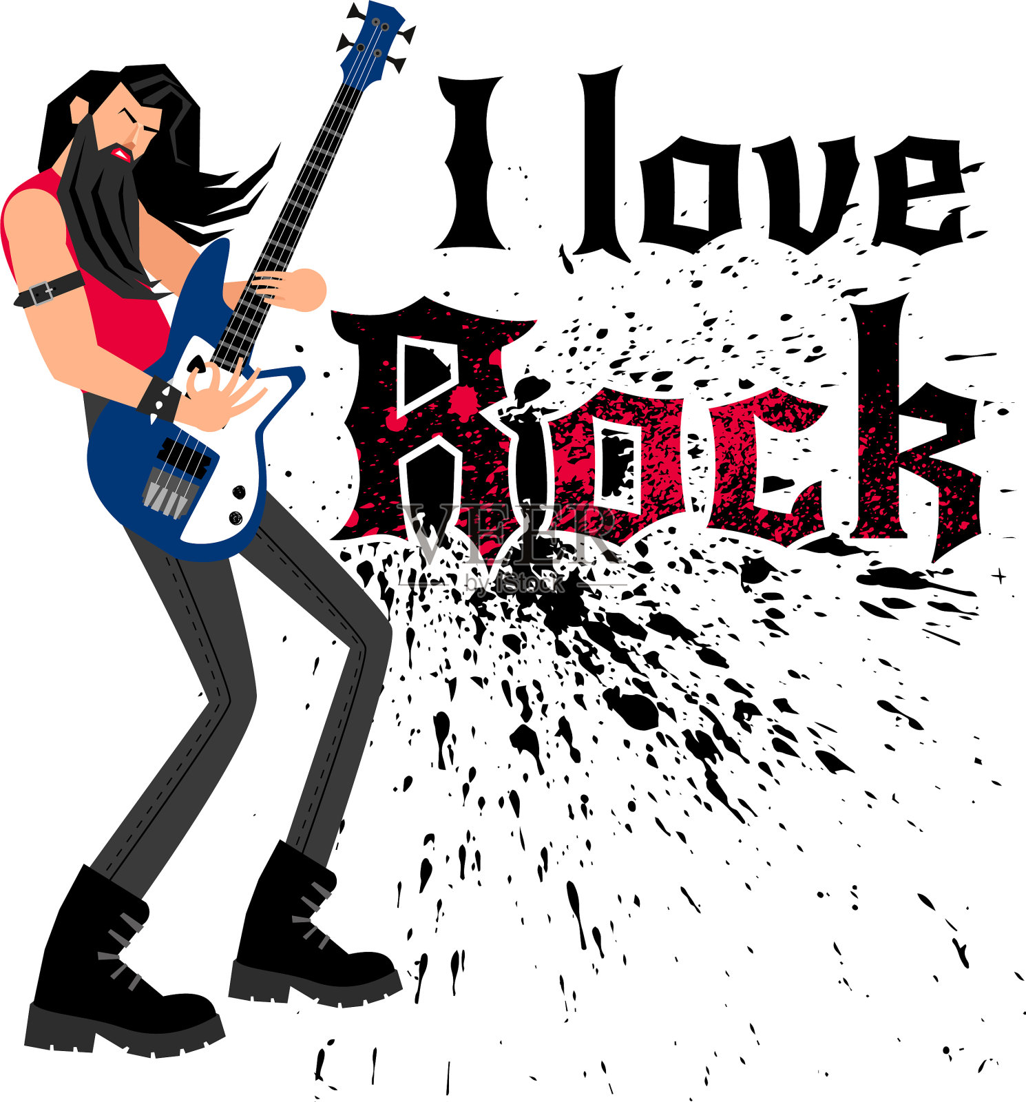 酷摇滚卡通音乐家设计元素图片