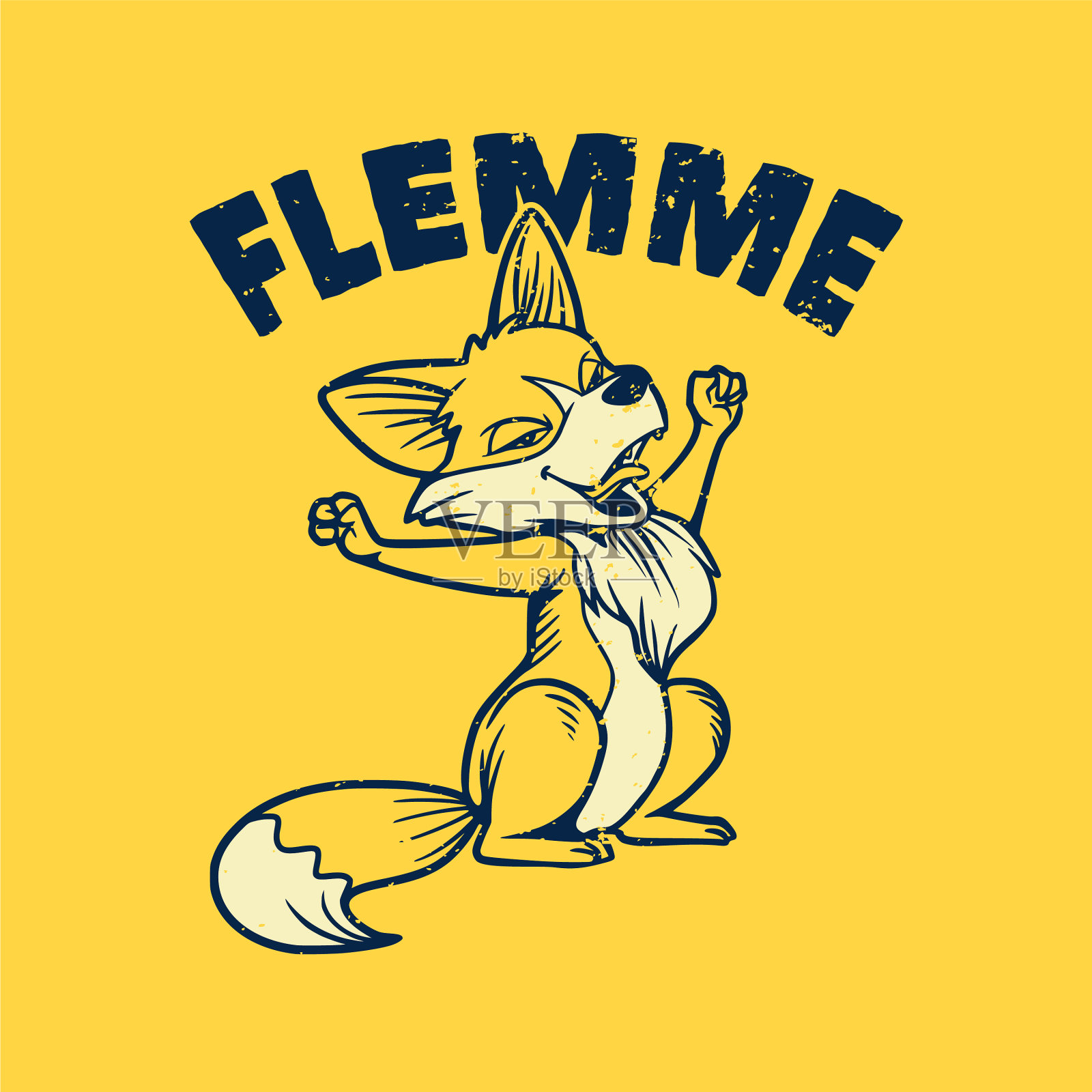 复古标语，排印，弗莱明，福克斯懈怠插画图片素材