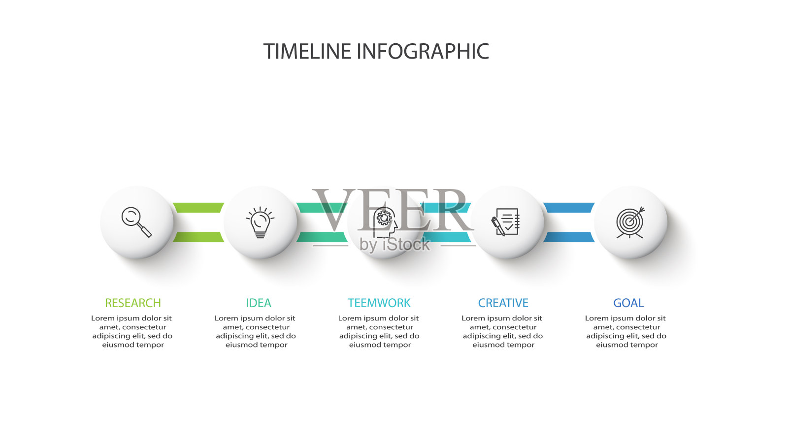 带有5个元素的时间轴信息图模板插画图片素材