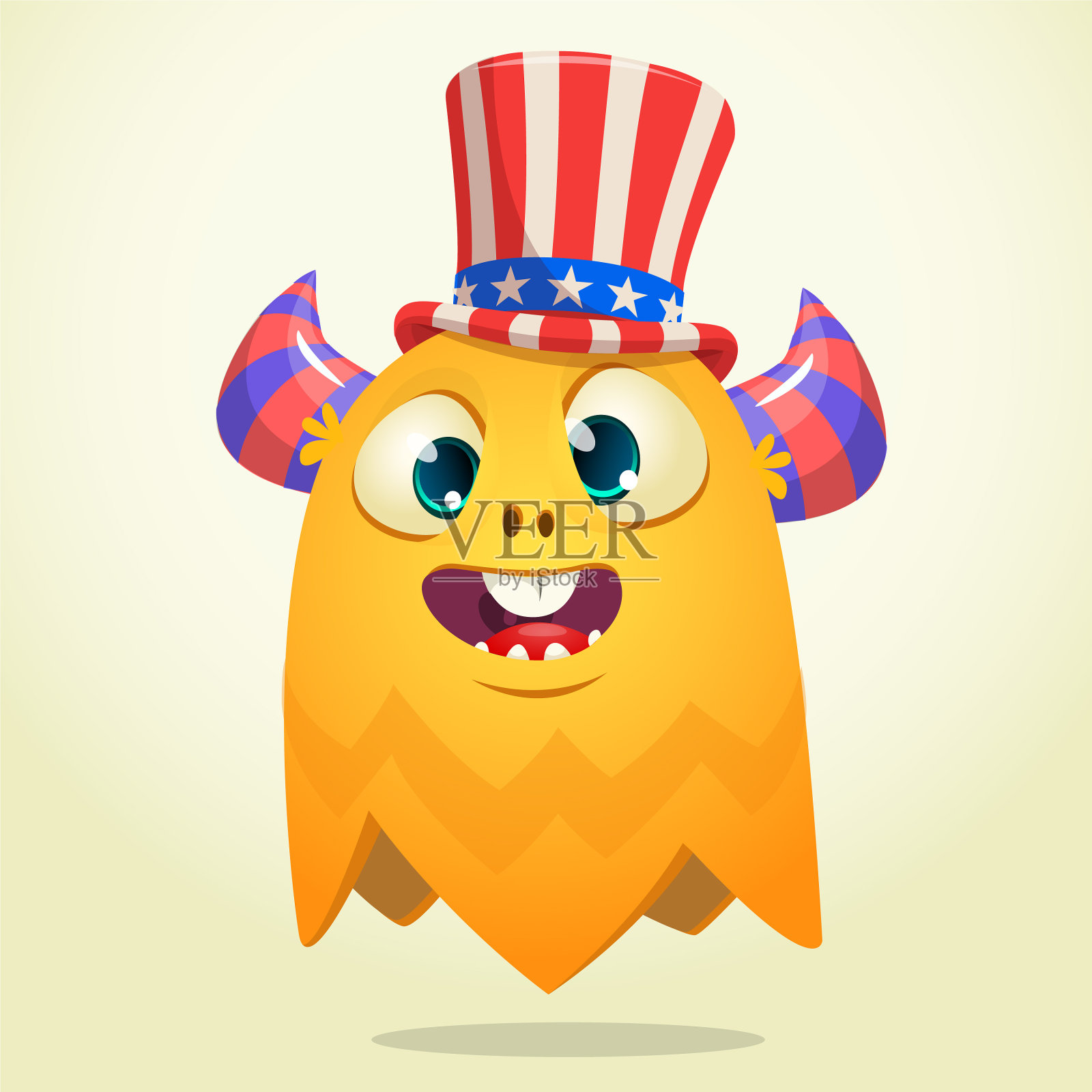 卡通滑稽的怪物穿着美国的山姆大叔插画图片素材