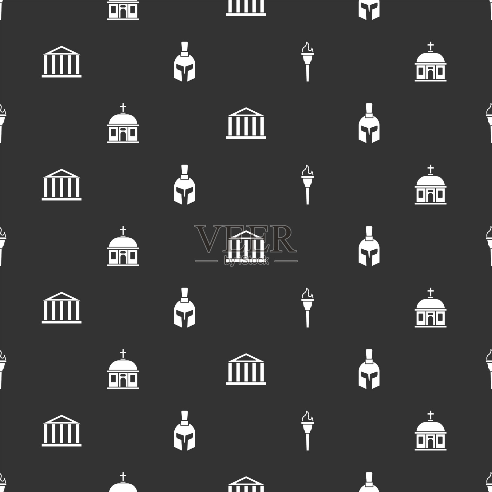 将火炬点燃圣托里尼神庙和帕台农神庙图标素材