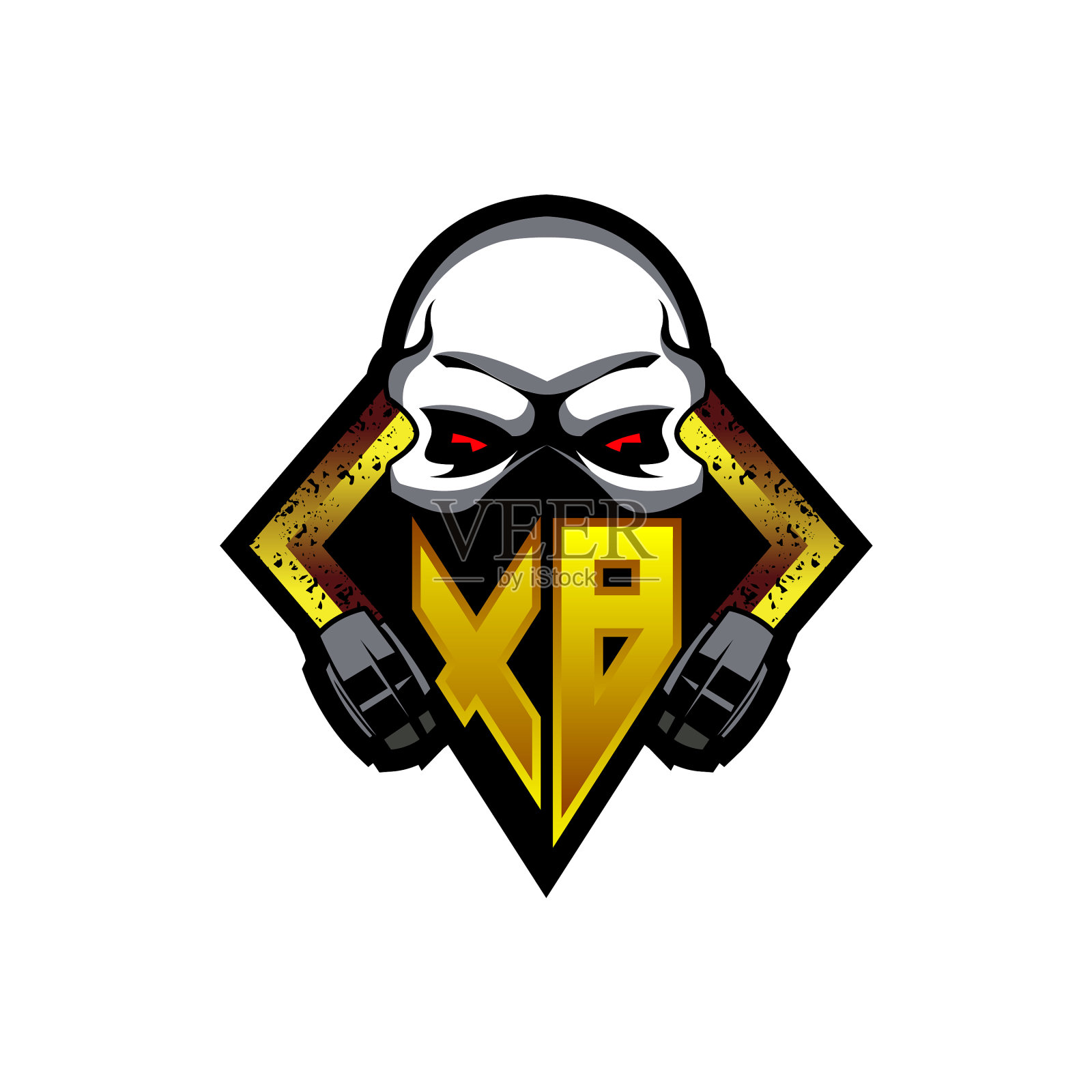 Xb标志字母与头骨形状设计模板插画图片素材