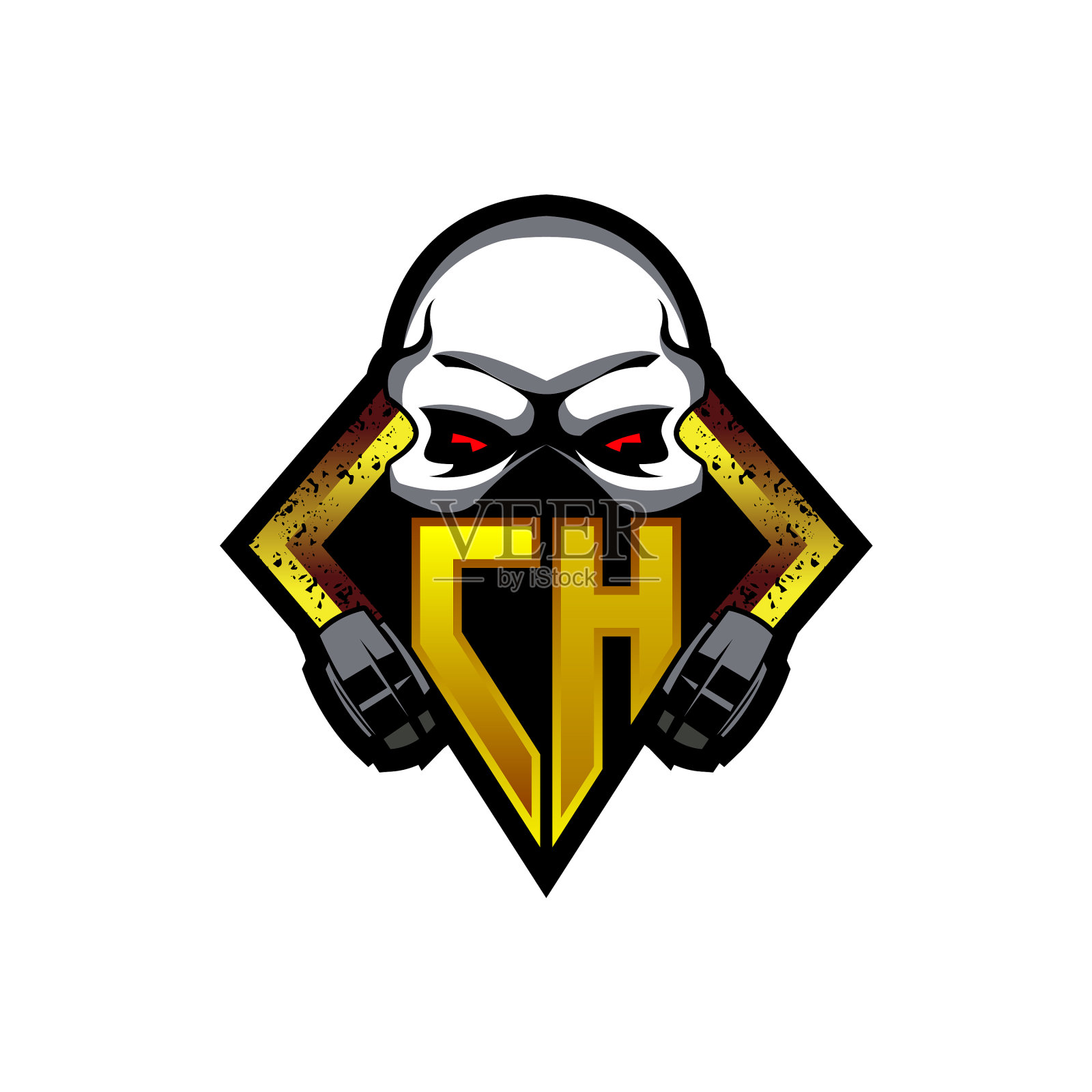 Ch标志字母与头骨形状设计模板设计元素图片