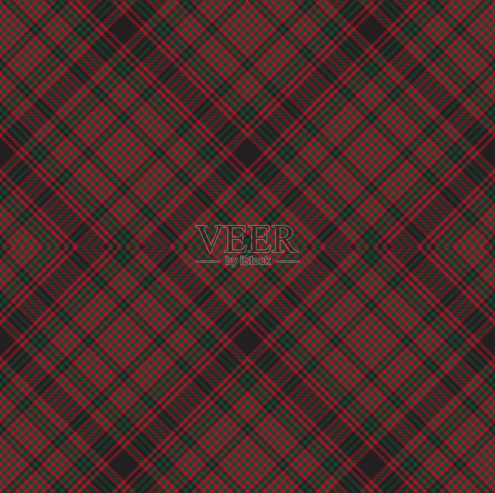 圣诞花格格子花呢纹理无缝插画图片素材