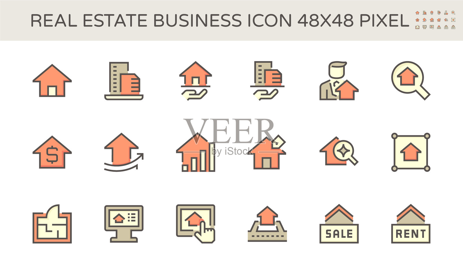 房地产业务图标集48x48像素图标素材