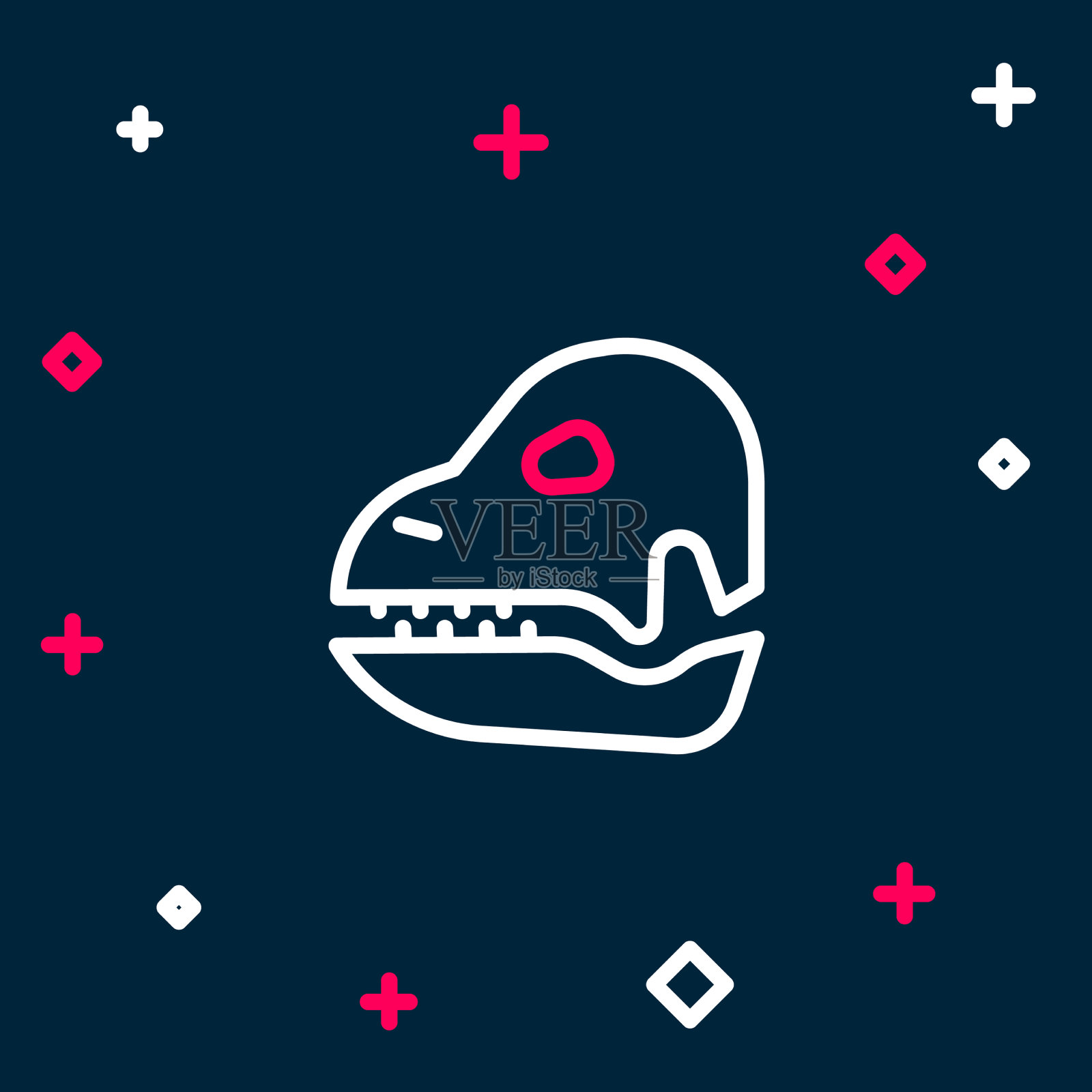 线恐龙头骨图标孤立在蓝色插画图片素材