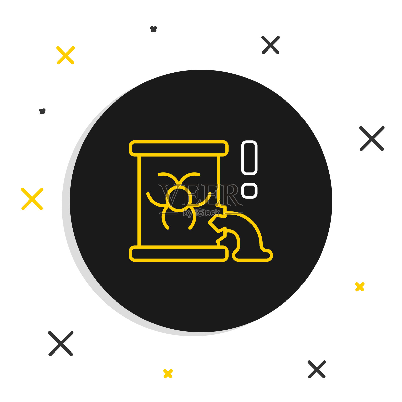 线放射性废物在桶图标隔离插画图片素材