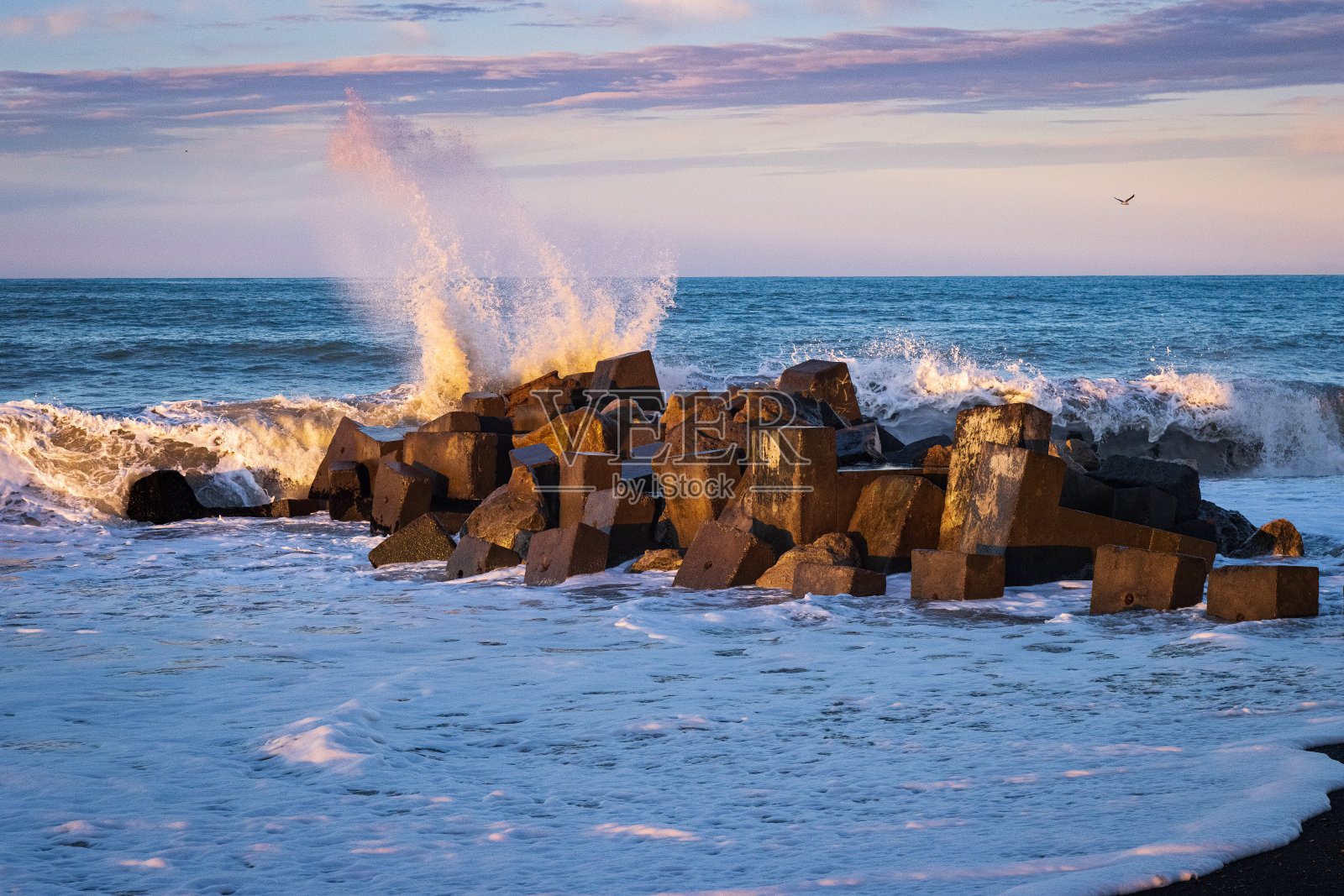 黄金小时波照片摄影图片