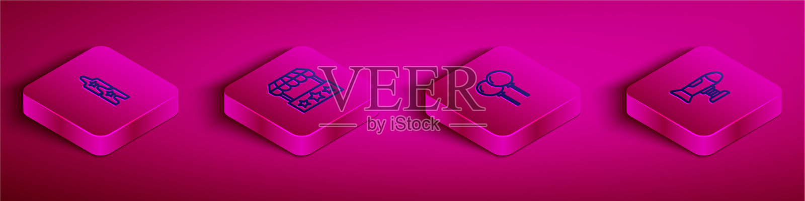 设置等距线马戏票票箱图标素材