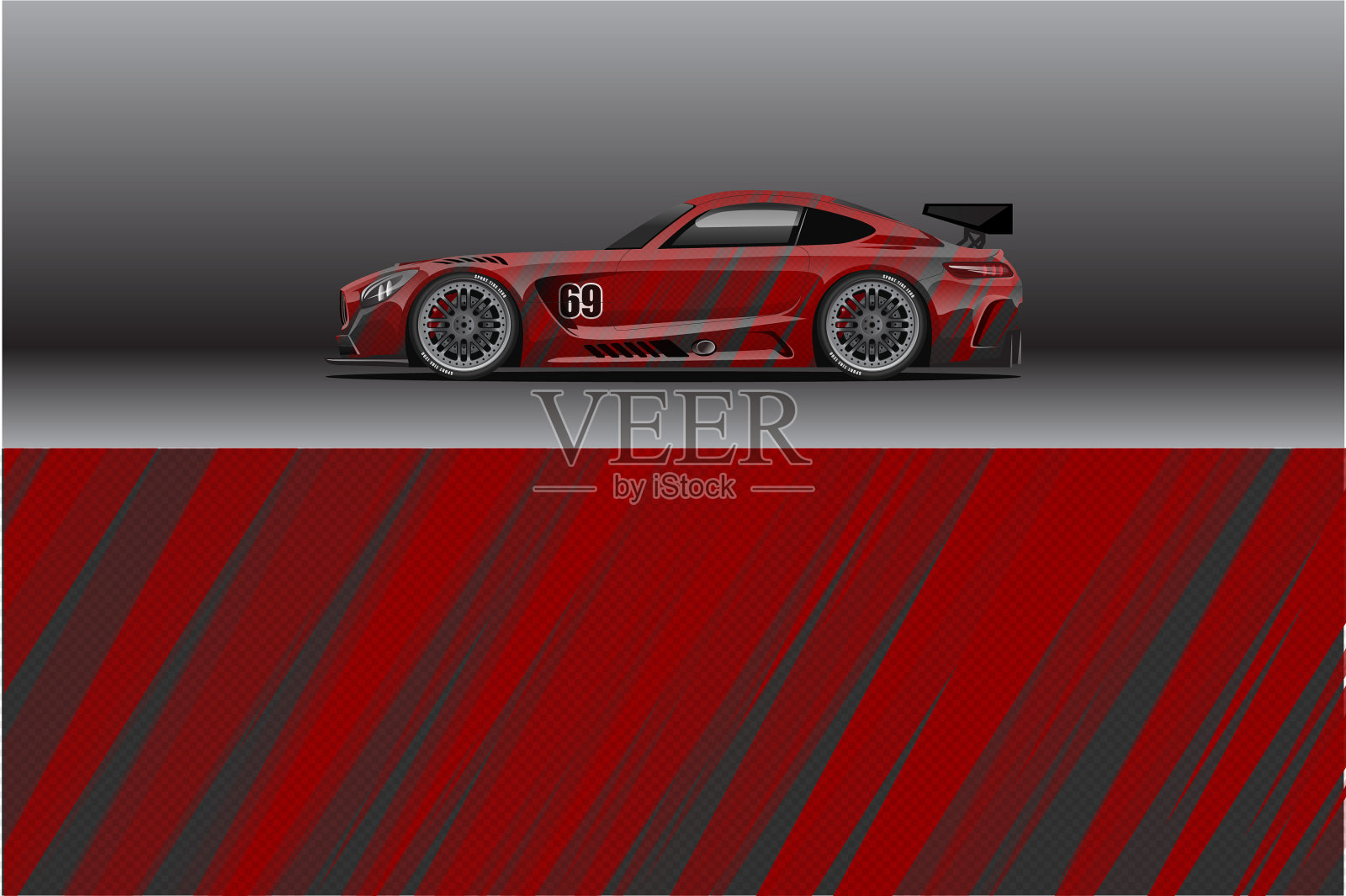 汽车包装贴花设计抽象的赛车和运动插画图片素材