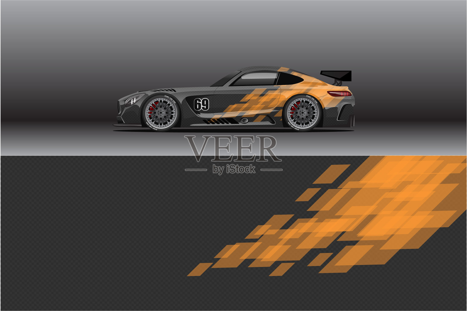 汽车包装贴花设计抽象的赛车和运动插画图片素材