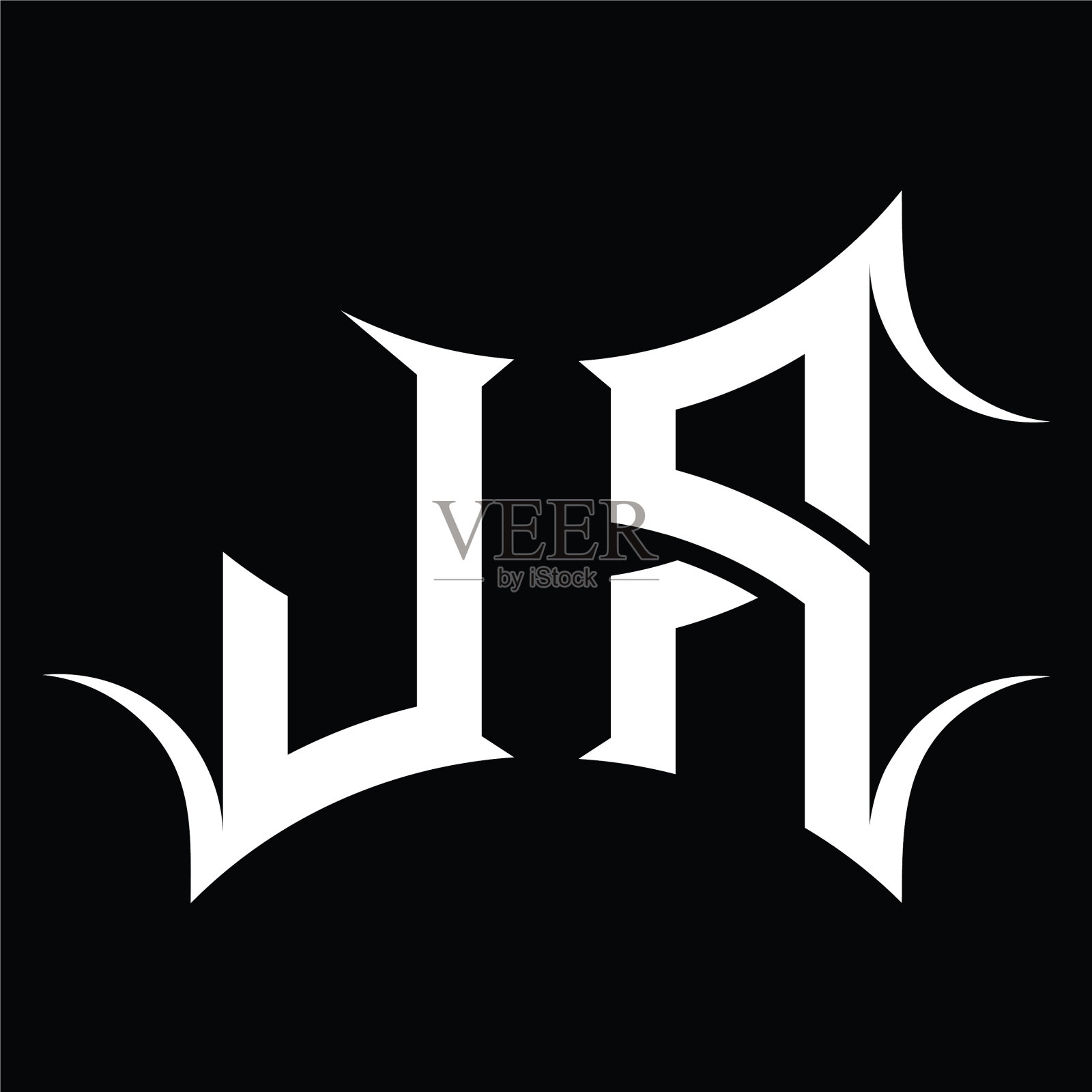 Jr标志字母与抽象形状设计插画图片素材