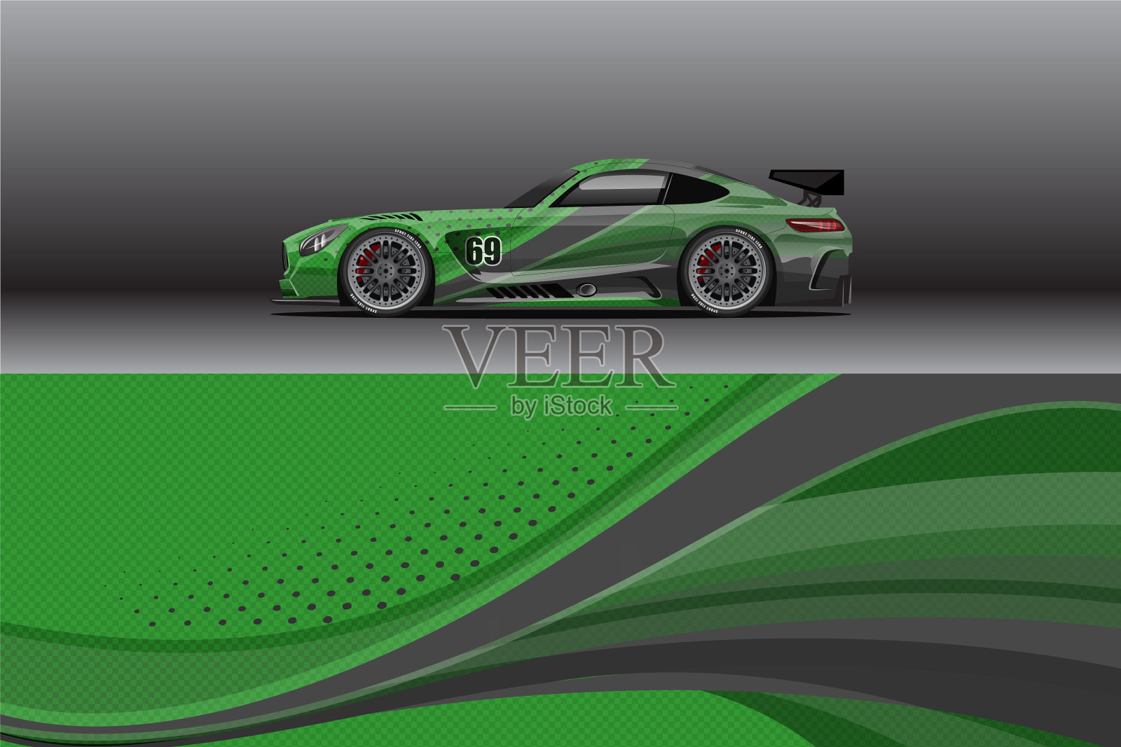 汽车包装贴花设计抽象的赛车和运动插画图片素材