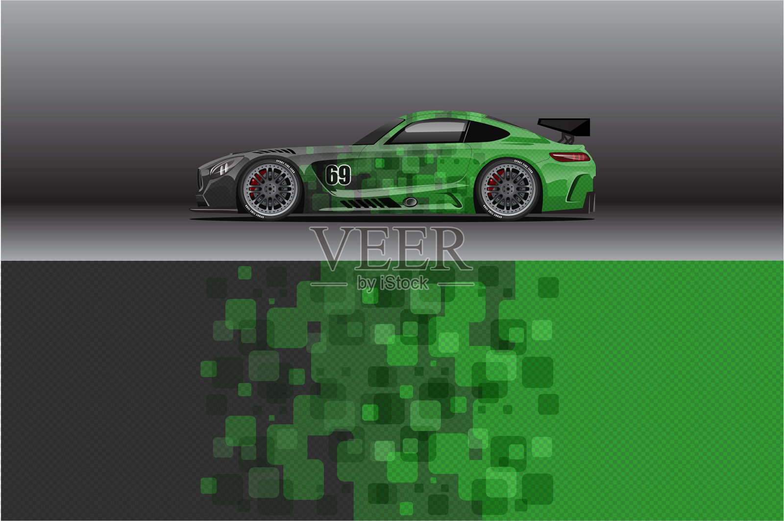 汽车包装贴花设计抽象的赛车和运动插画图片素材