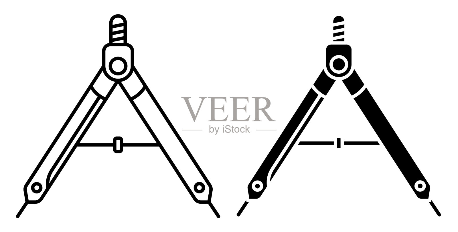 供绘图工程师使用的绘图圆规分隔器插画图片素材