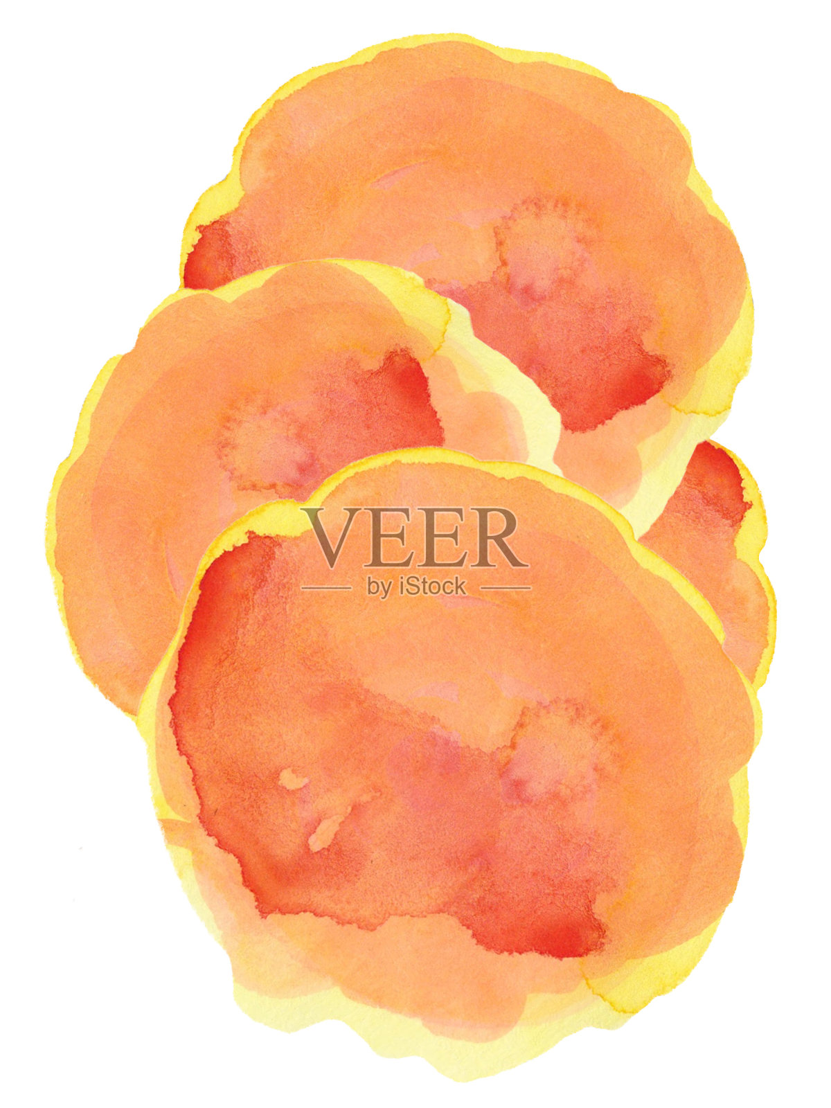 橙色，红色和黄色水彩在纸背景插画图片素材