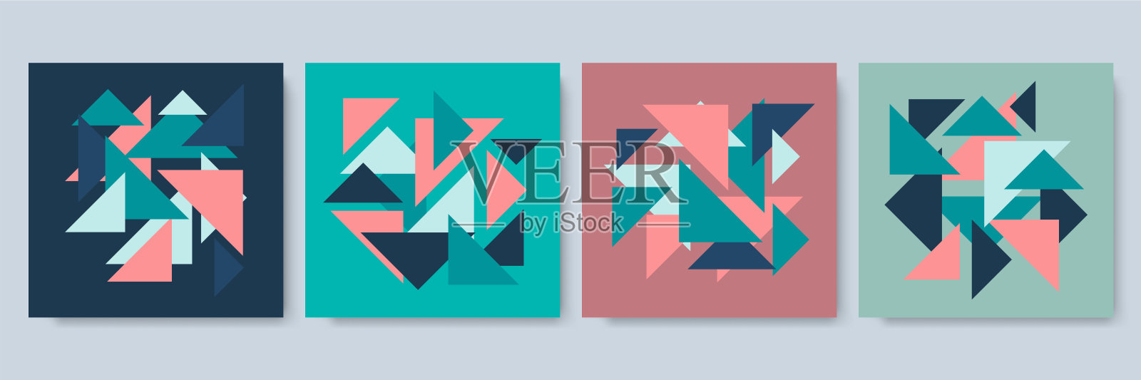 带有彩色几何纹理的社交媒体帖子模板。抽象几何现代模板，用于商业或技术展示，矢量插图插画图片素材