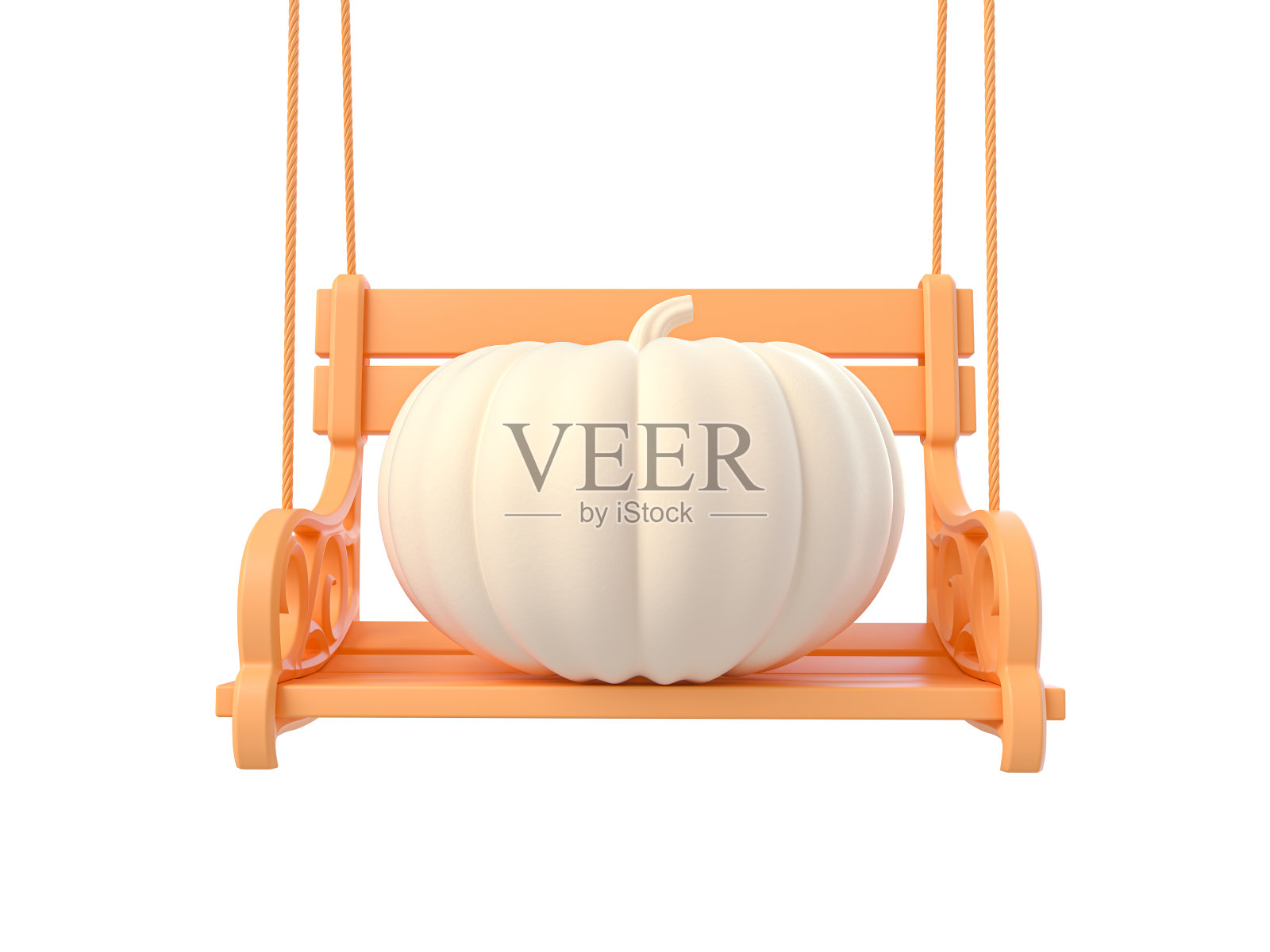 秋天简约的概念与闪光南瓜在白色孤立的背景。简约抽象墙纸概念。平的。三维渲染照片摄影图片