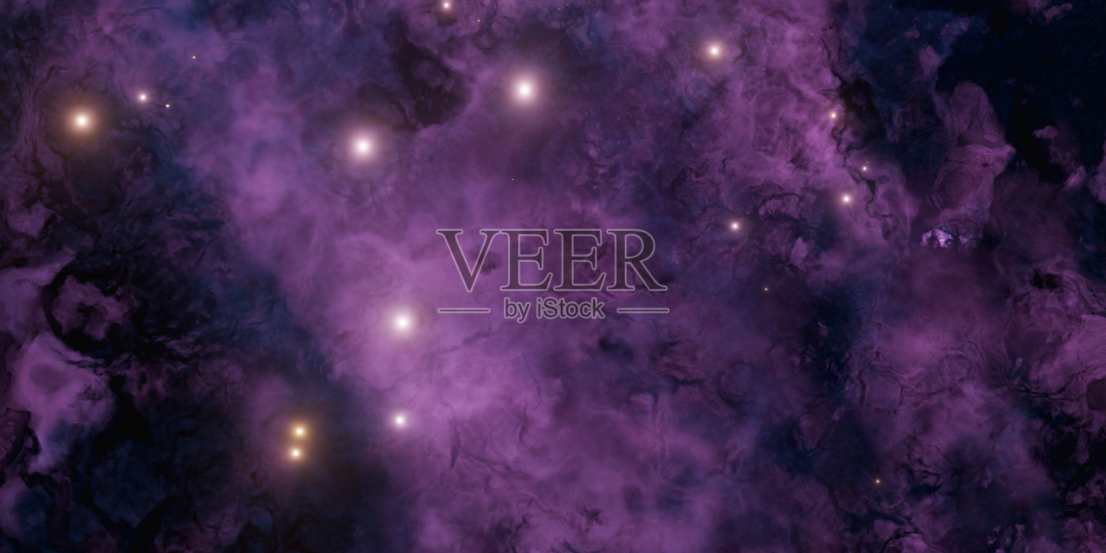 紫色和黑色的星云，有明亮的星星照片摄影图片