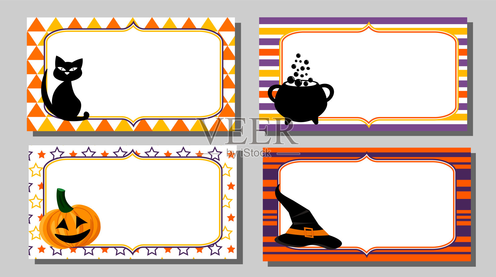 一套万圣节传单与地方的文字。矢量插图。插画图片素材