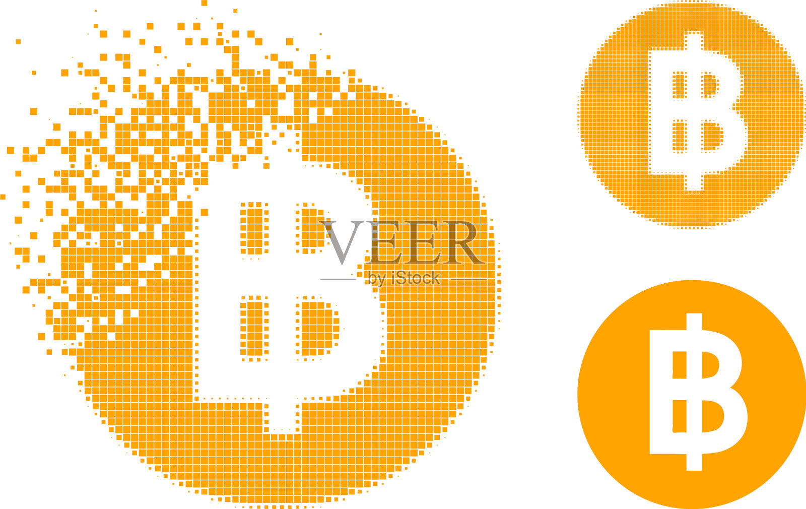 碎点比特币符号与半色调插画图片素材