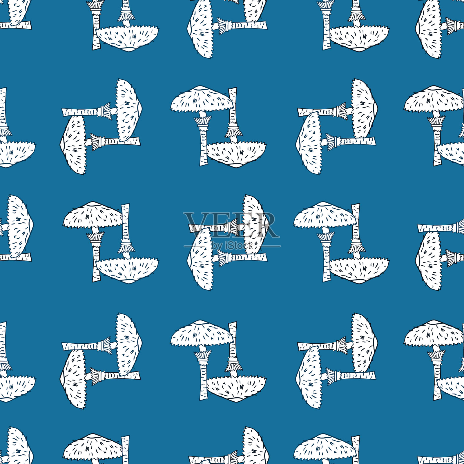 无缝装饰图案与白色轮廓插画图片素材