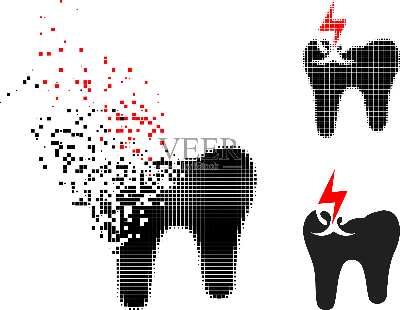 侵蚀像素齿碰撞象形文字与半色调插画图片素材