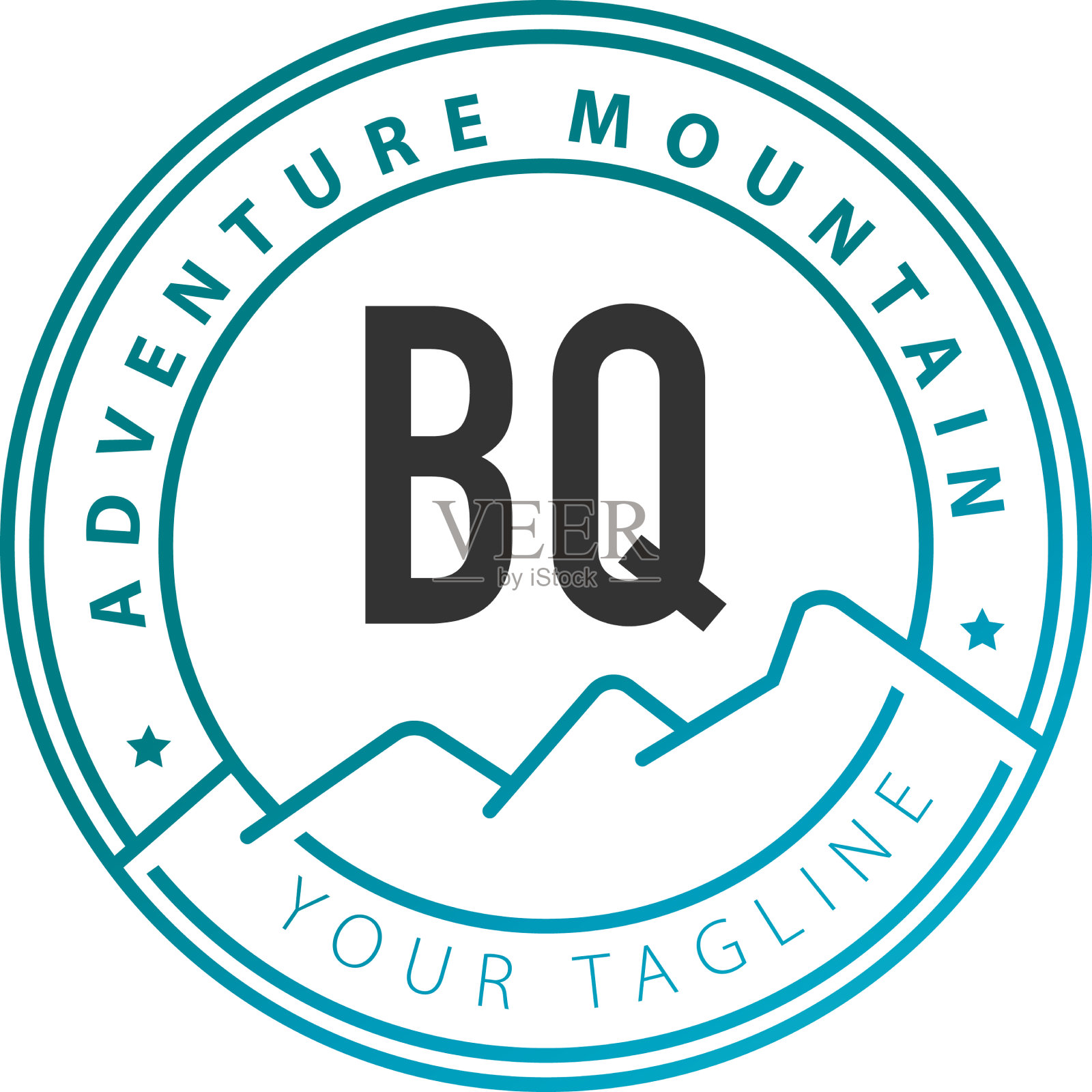 首字母bq冒险山标志设计插画图片素材