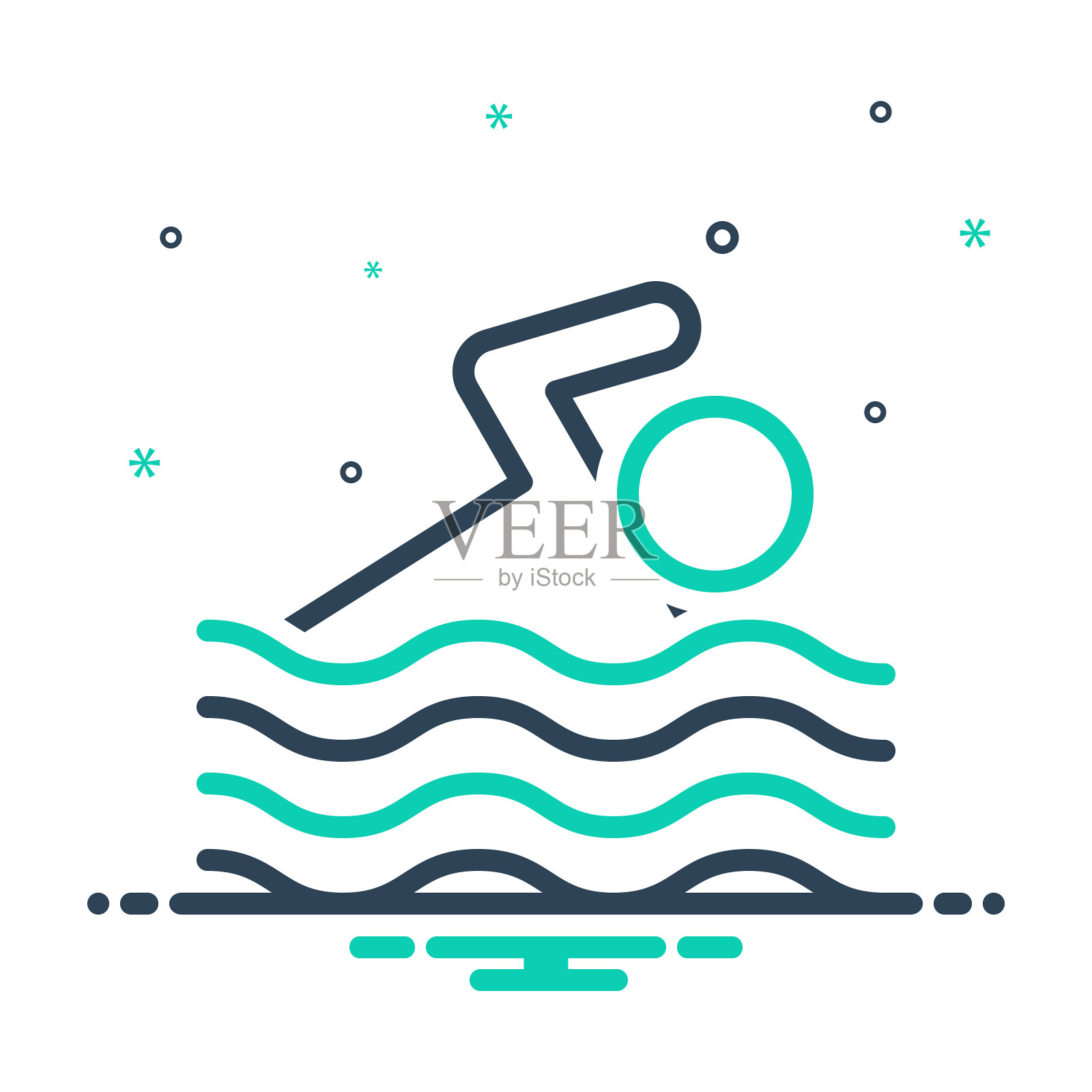 游泳漂走插画图片素材