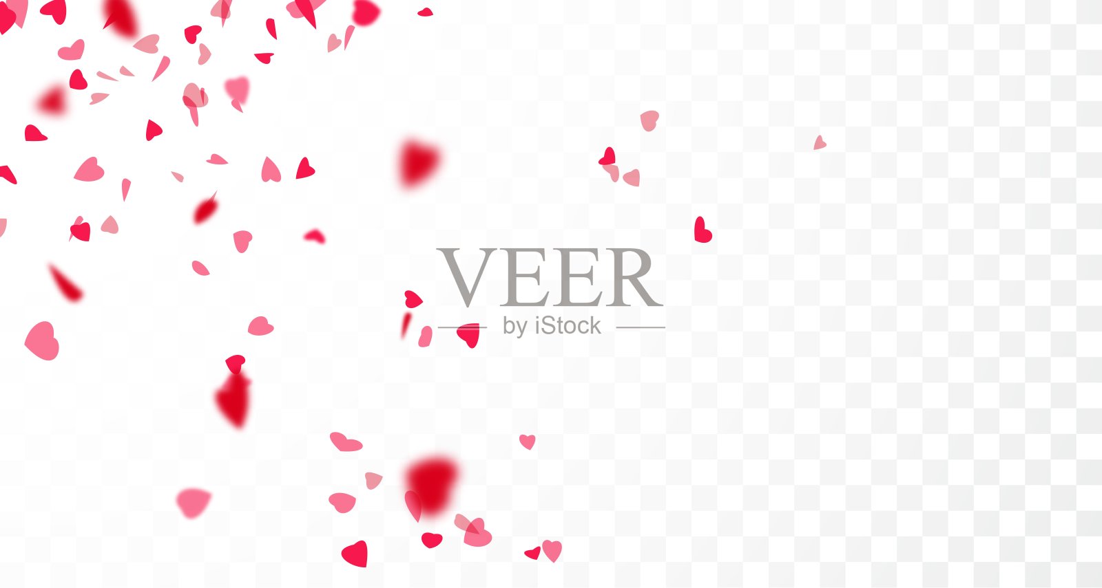 白色背景上心形的美丽红色纸屑插画图片素材