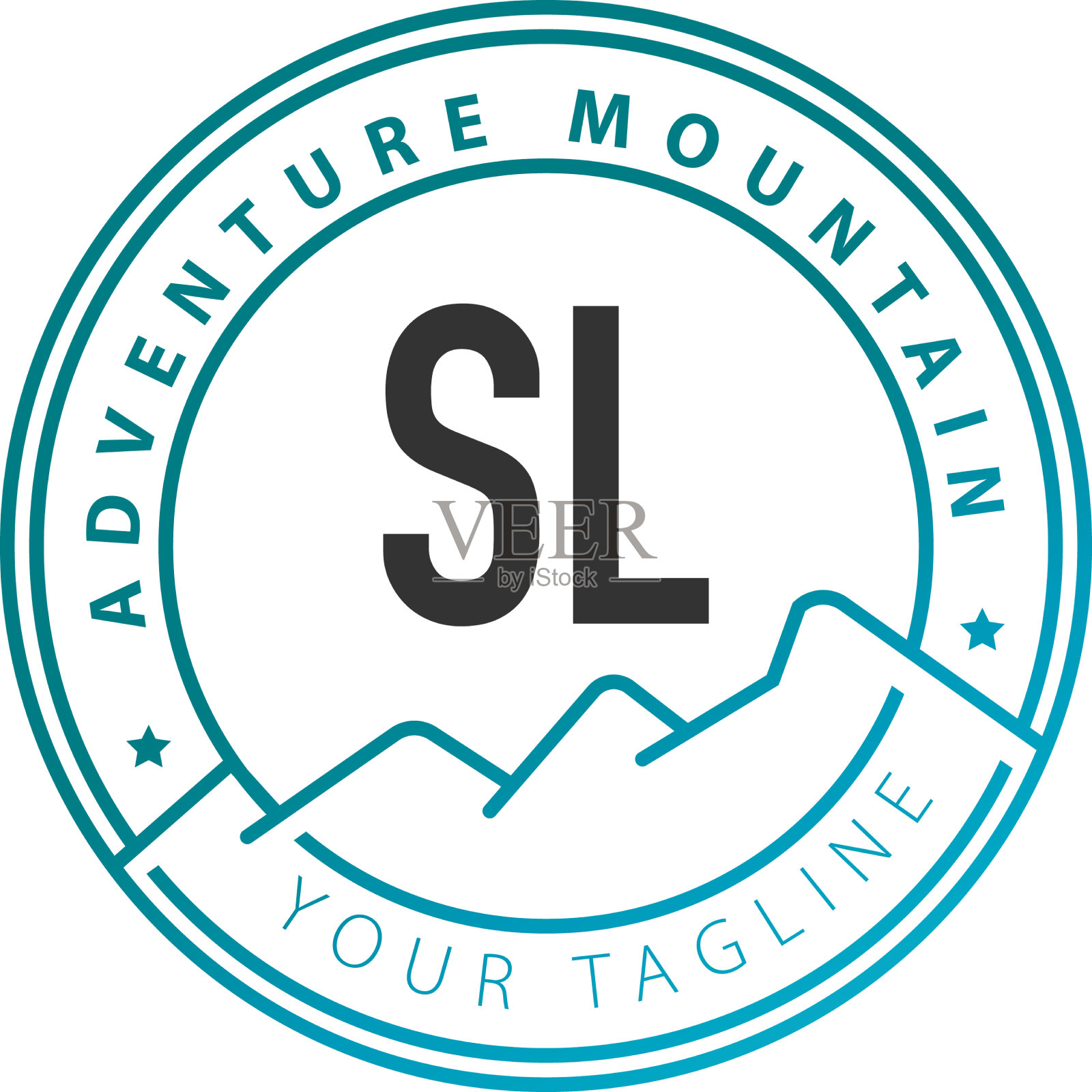 首字母sl冒险山标志设计插画图片素材