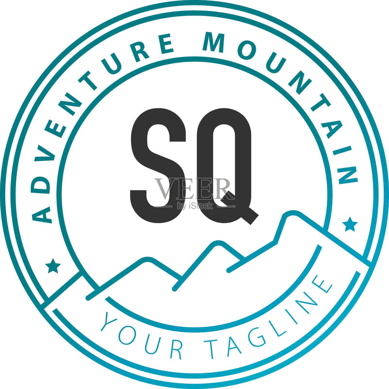 首字母sq冒险山的标志设计插画图片素材