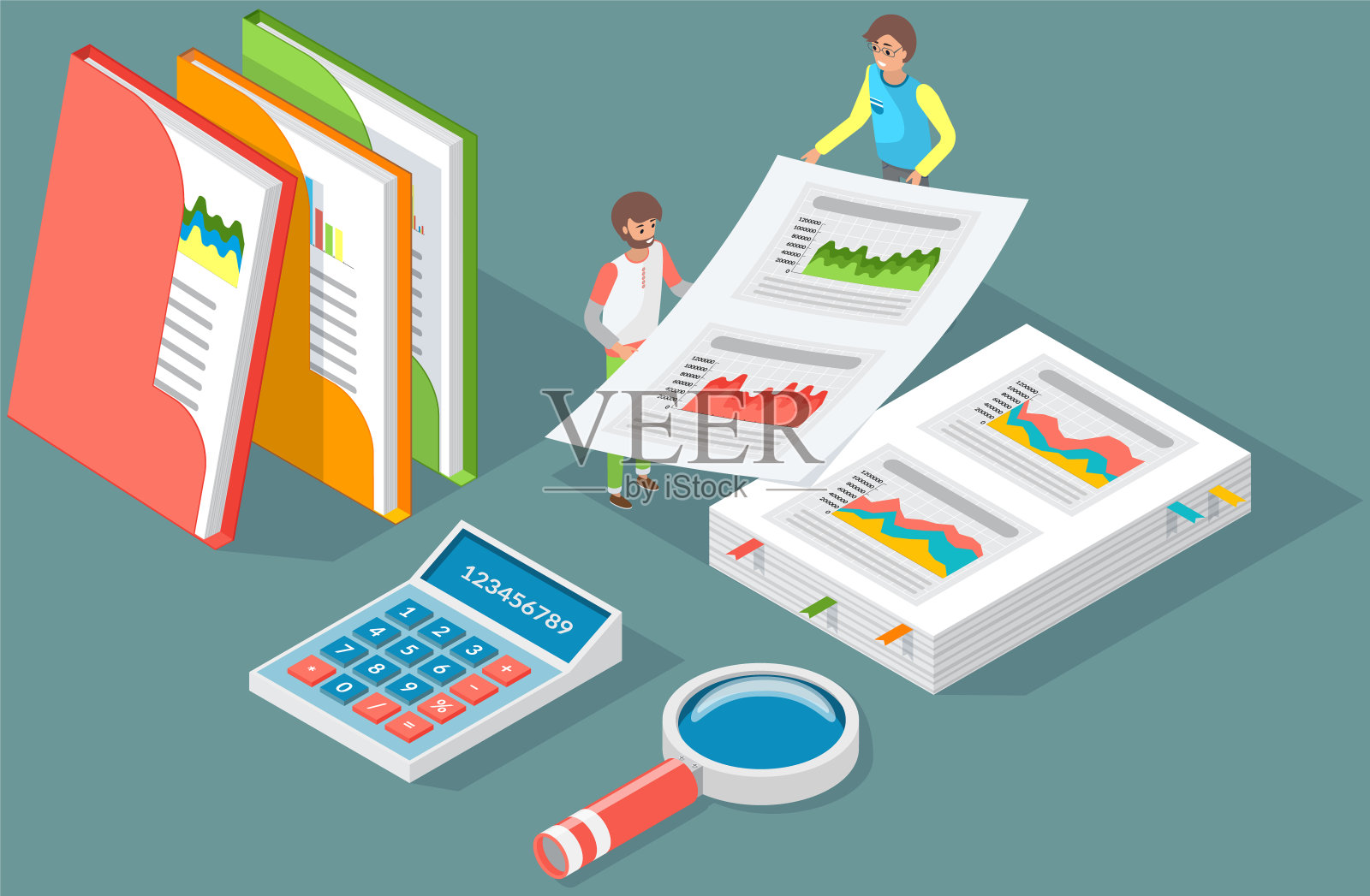 员工分析统计指标和业务数据。角色与市场调研一起工作设计模板素材