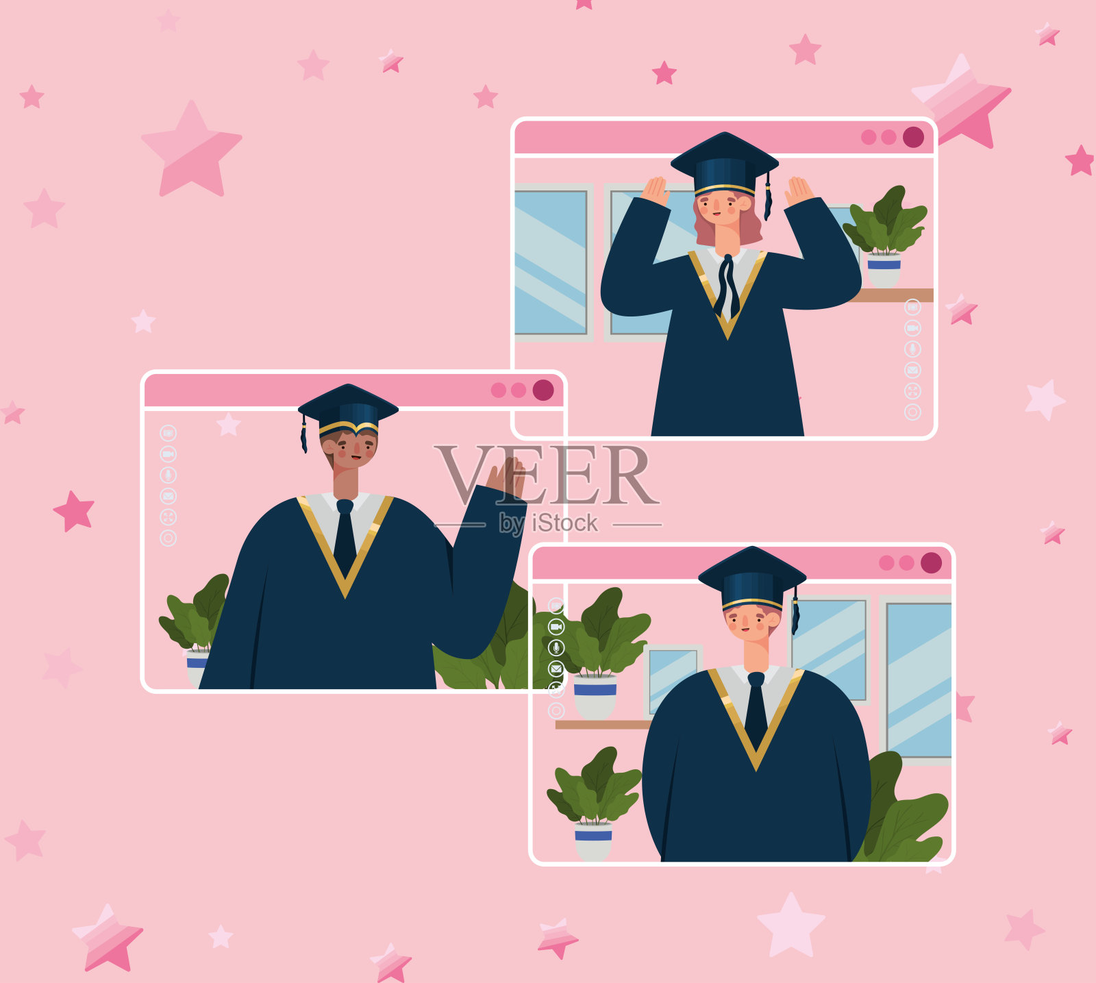 三毕业的人插画图片素材