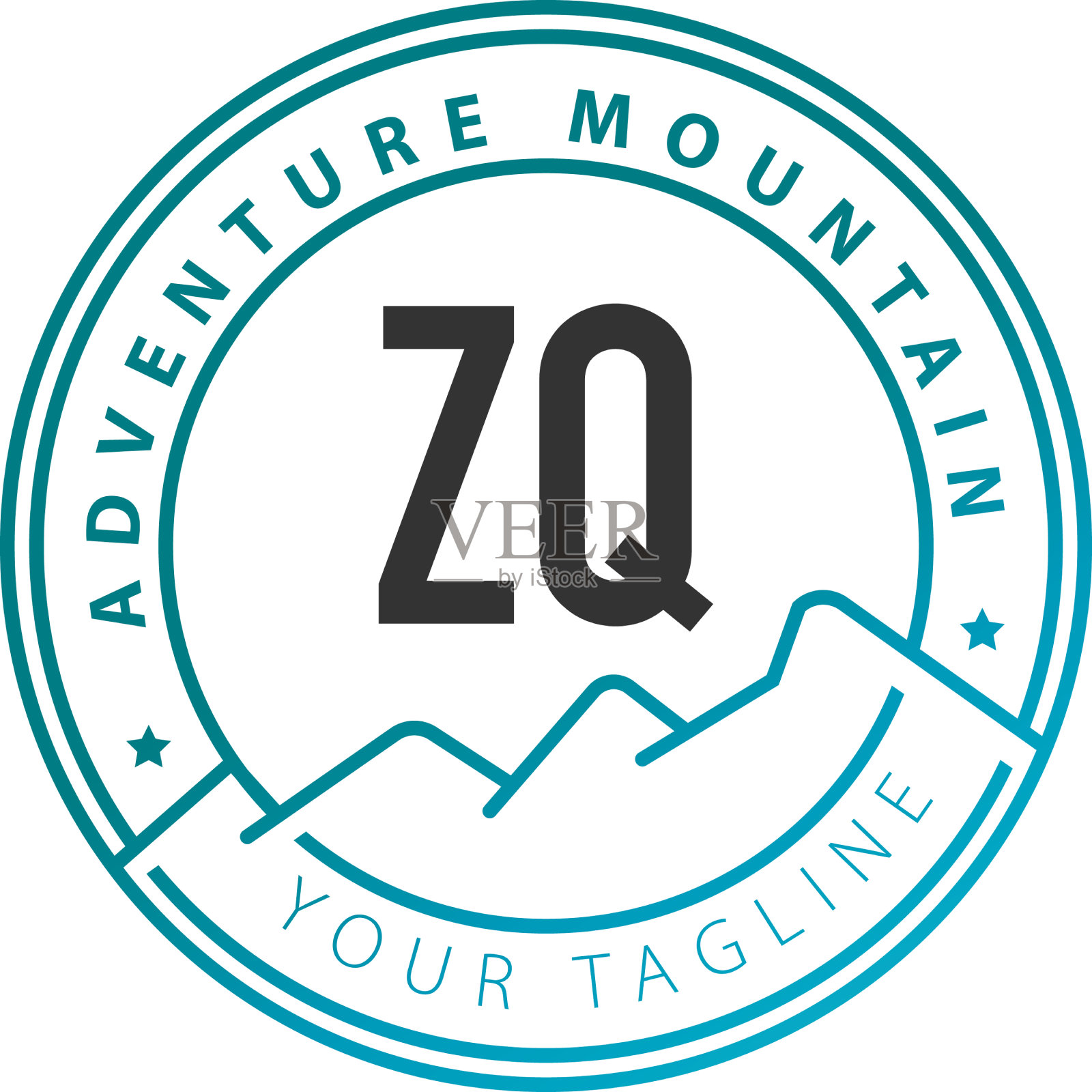 首字母zq冒险山标志设计插画图片素材