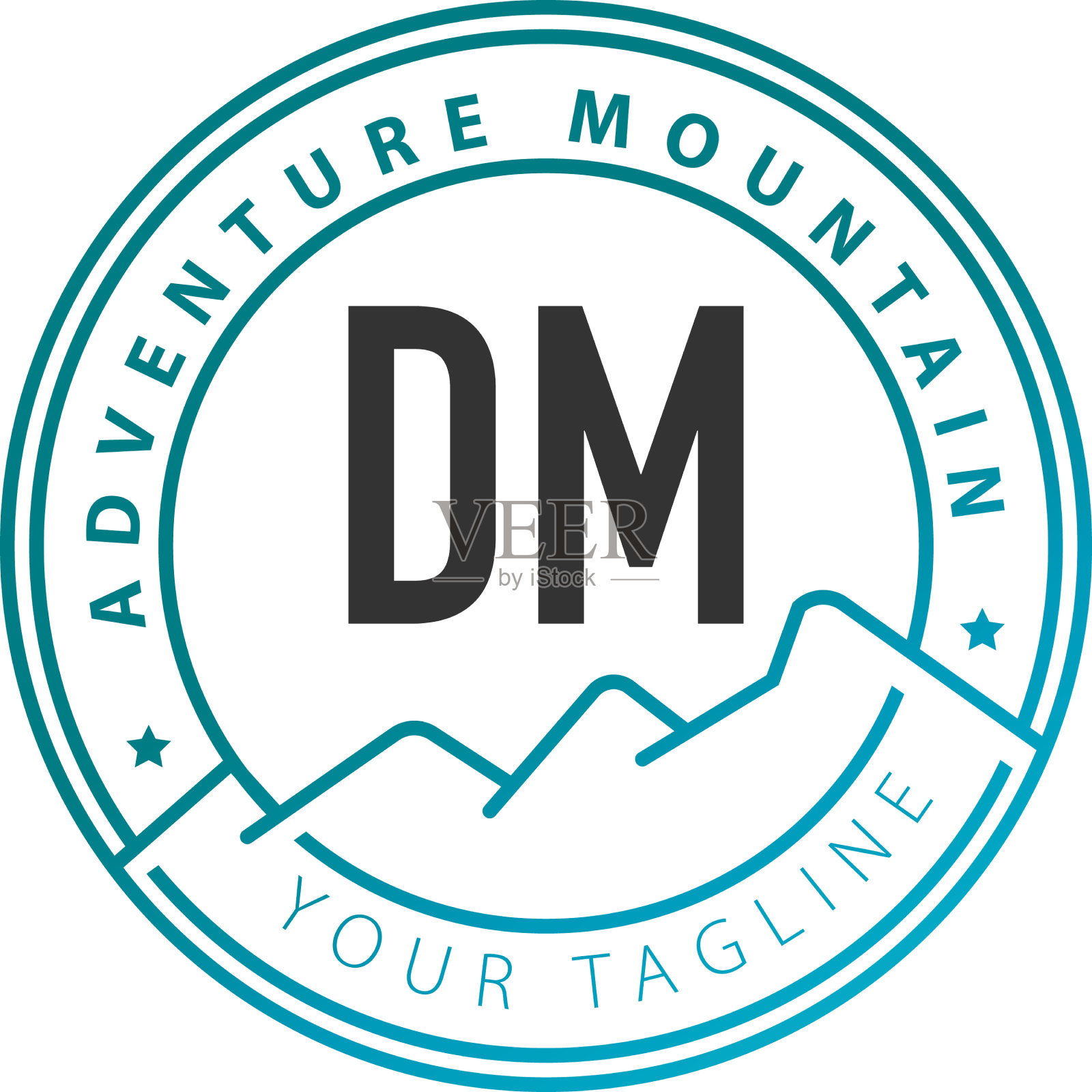 首字母dm冒险山标志设计插画图片素材