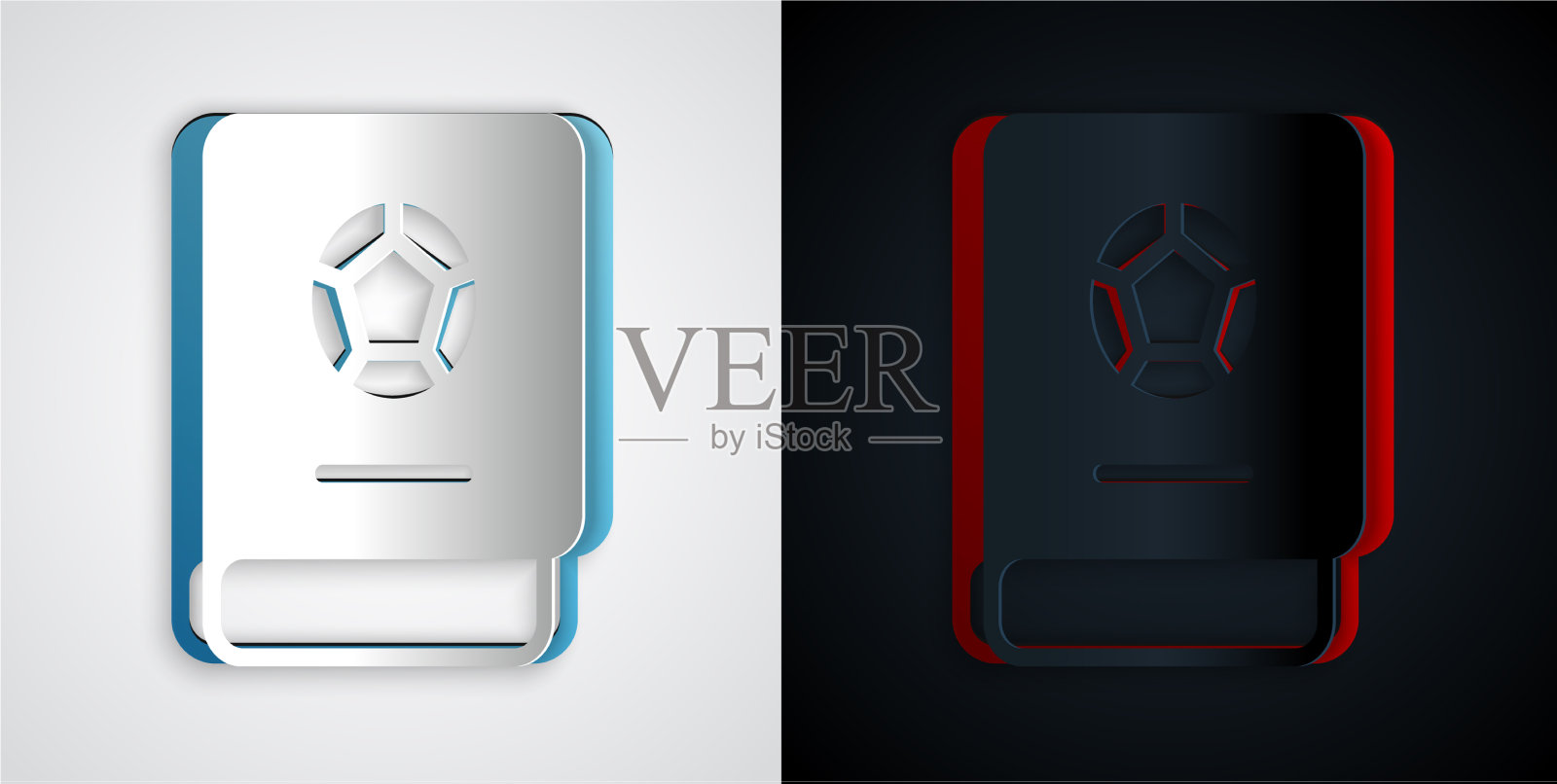 剪纸足球学习书图标孤立上插画图片素材