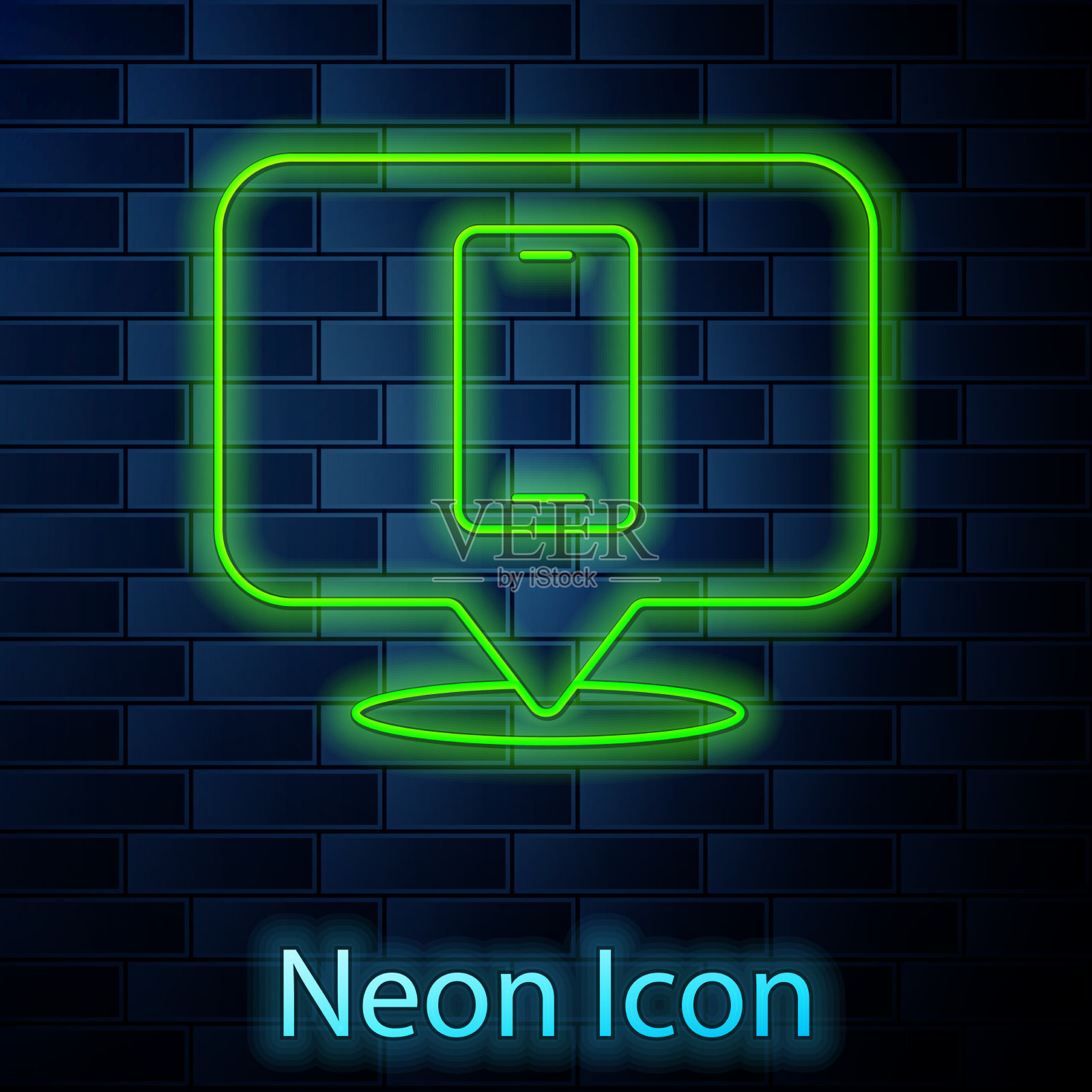 发光的霓虹灯线电话维修服务图标插画图片素材