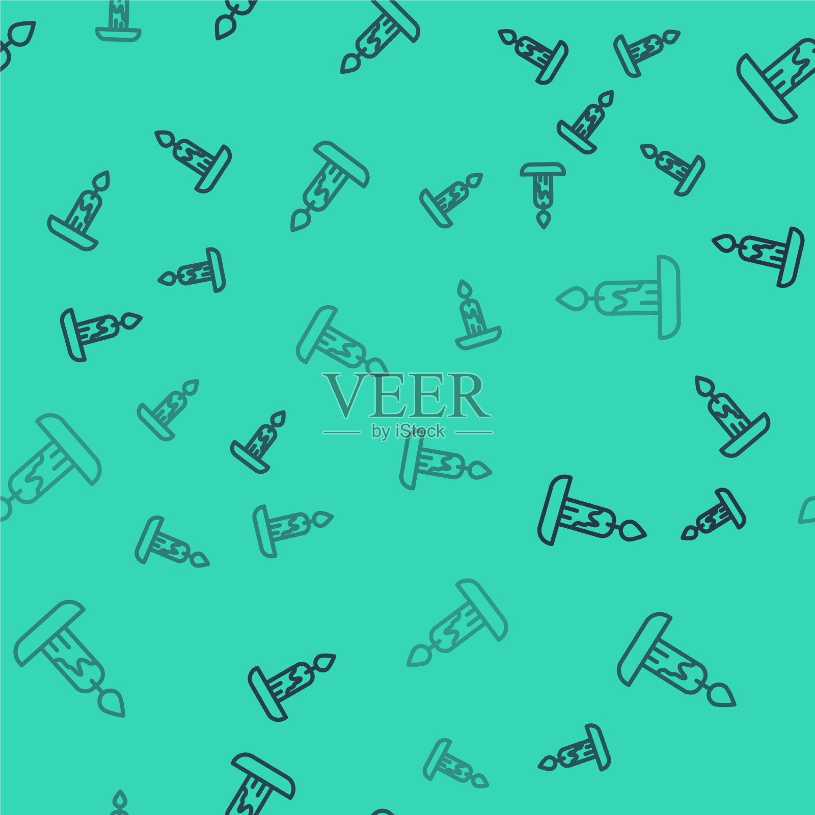 黑色线条燃烧的蜡烛图标隔离无缝插画图片素材