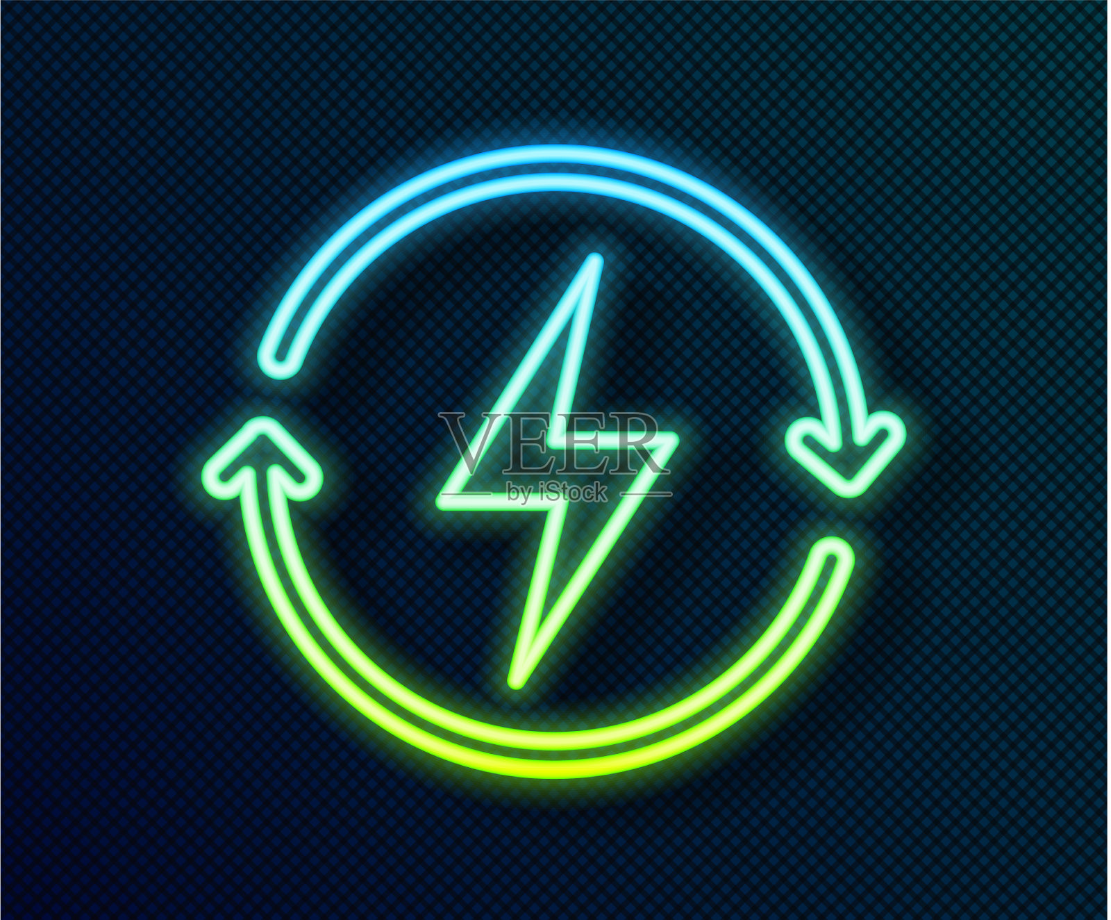 发光的霓虹灯线充电图标隔离插画图片素材