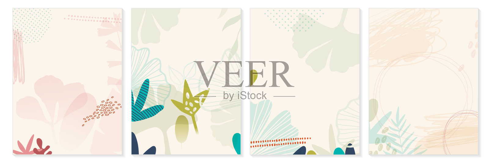 植物墙艺术集叶线艺术绘画图标素材