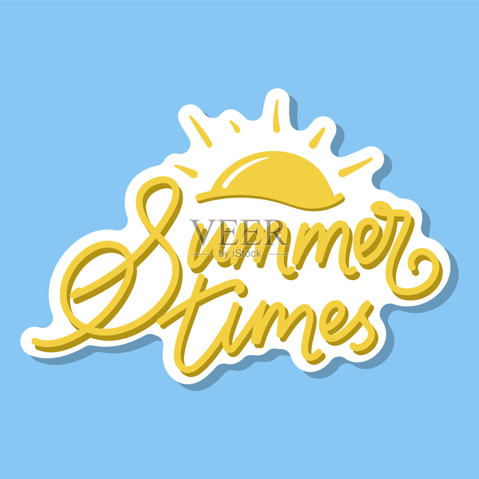 夏天的时候手写的字，为夏天画的手插画图片素材