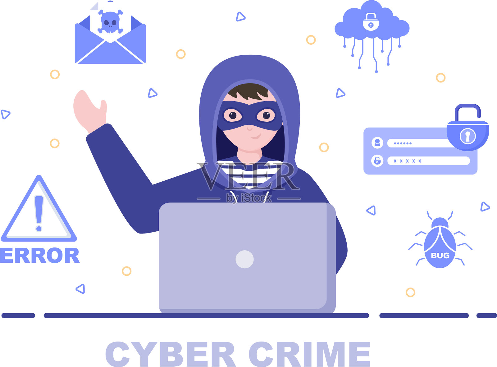 网络犯罪，网络钓鱼，盗取数字数据设备插画图片素材