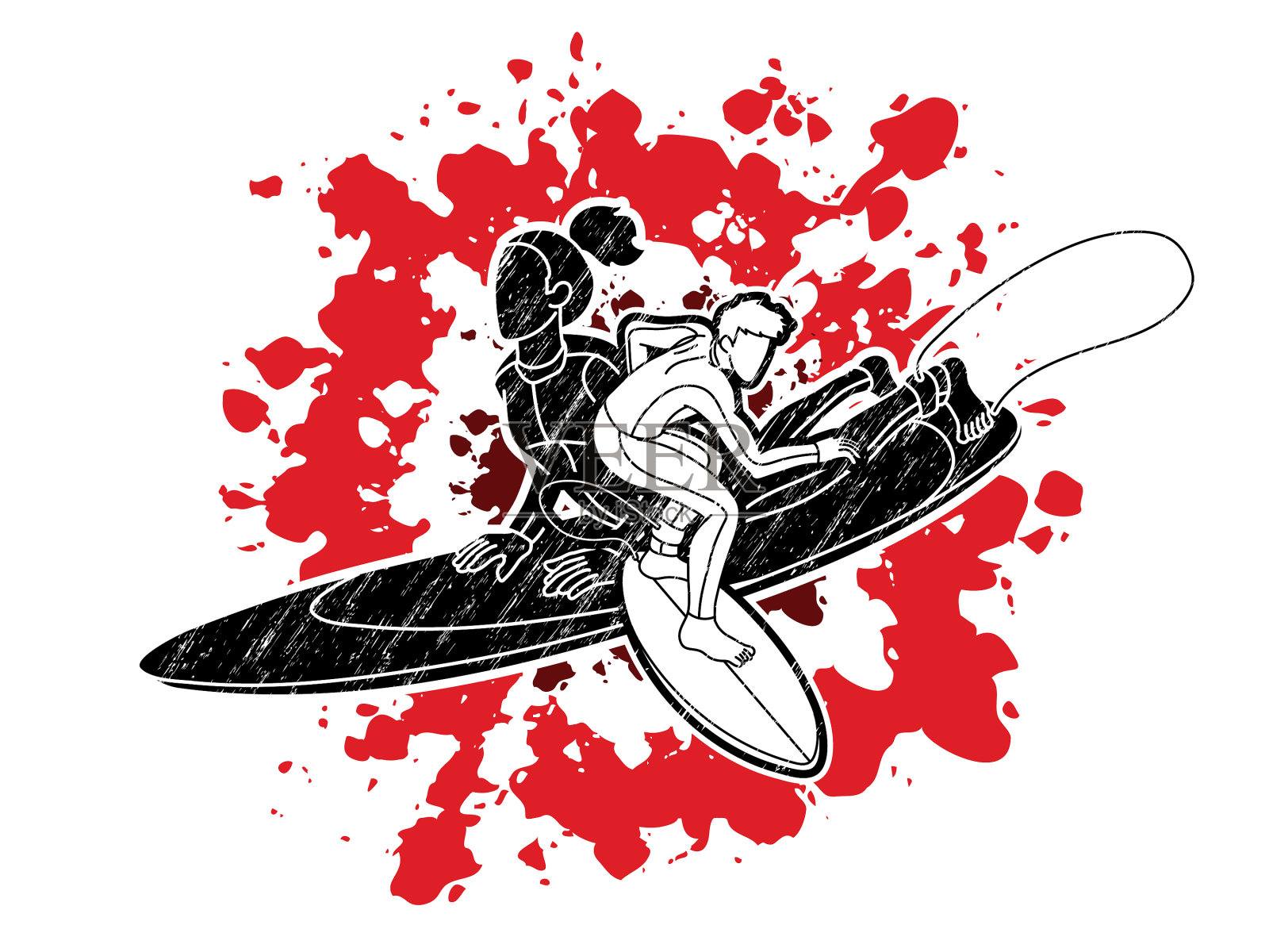 团体冲浪动作冲浪运动设计元素图片