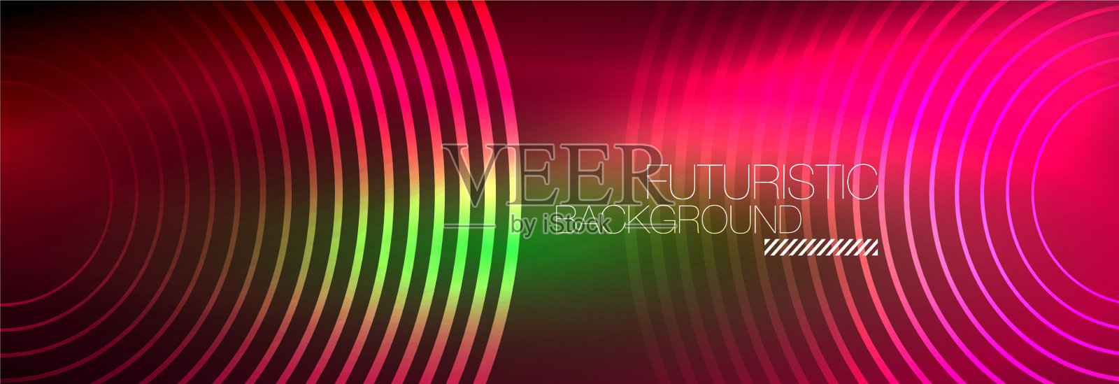 暗抽象背景与发光的霓虹灯圈插画图片素材