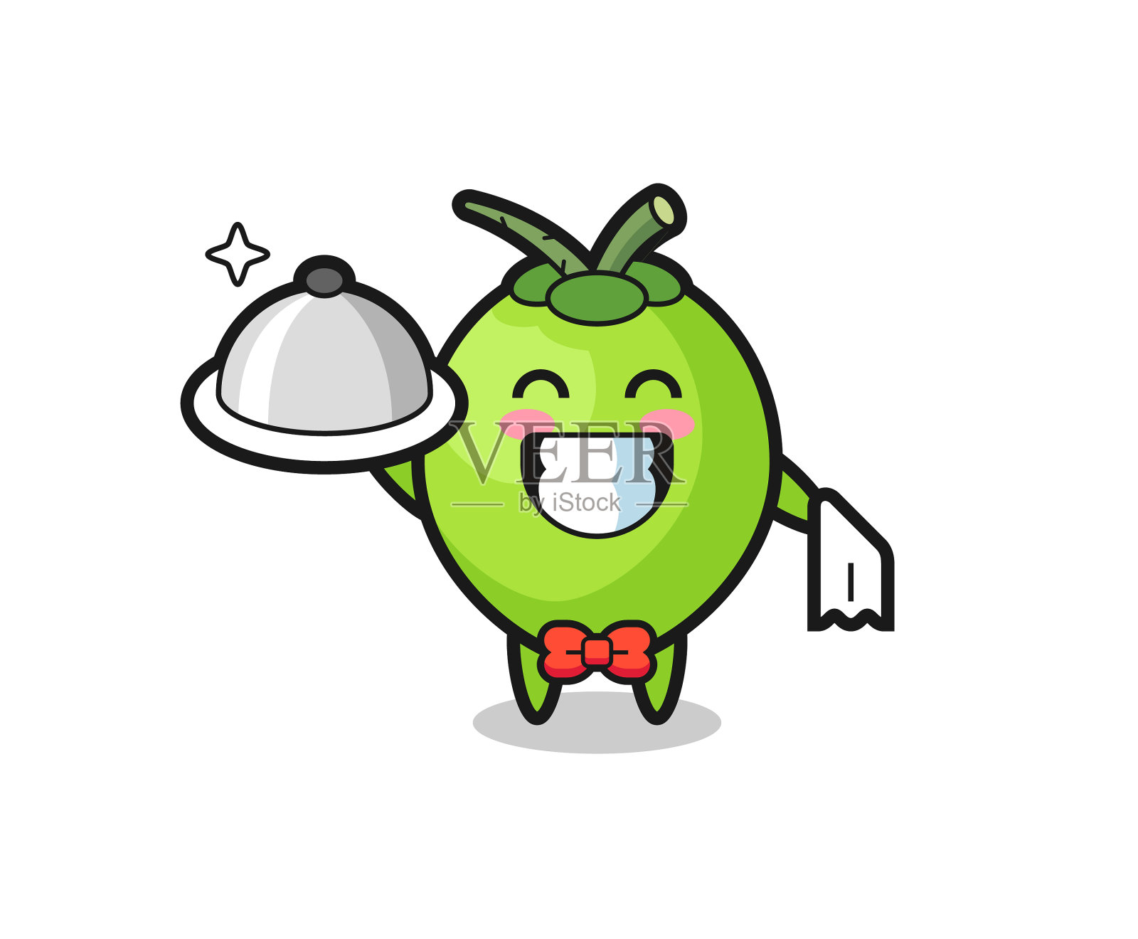 吉祥物椰子作为服务员插画图片素材