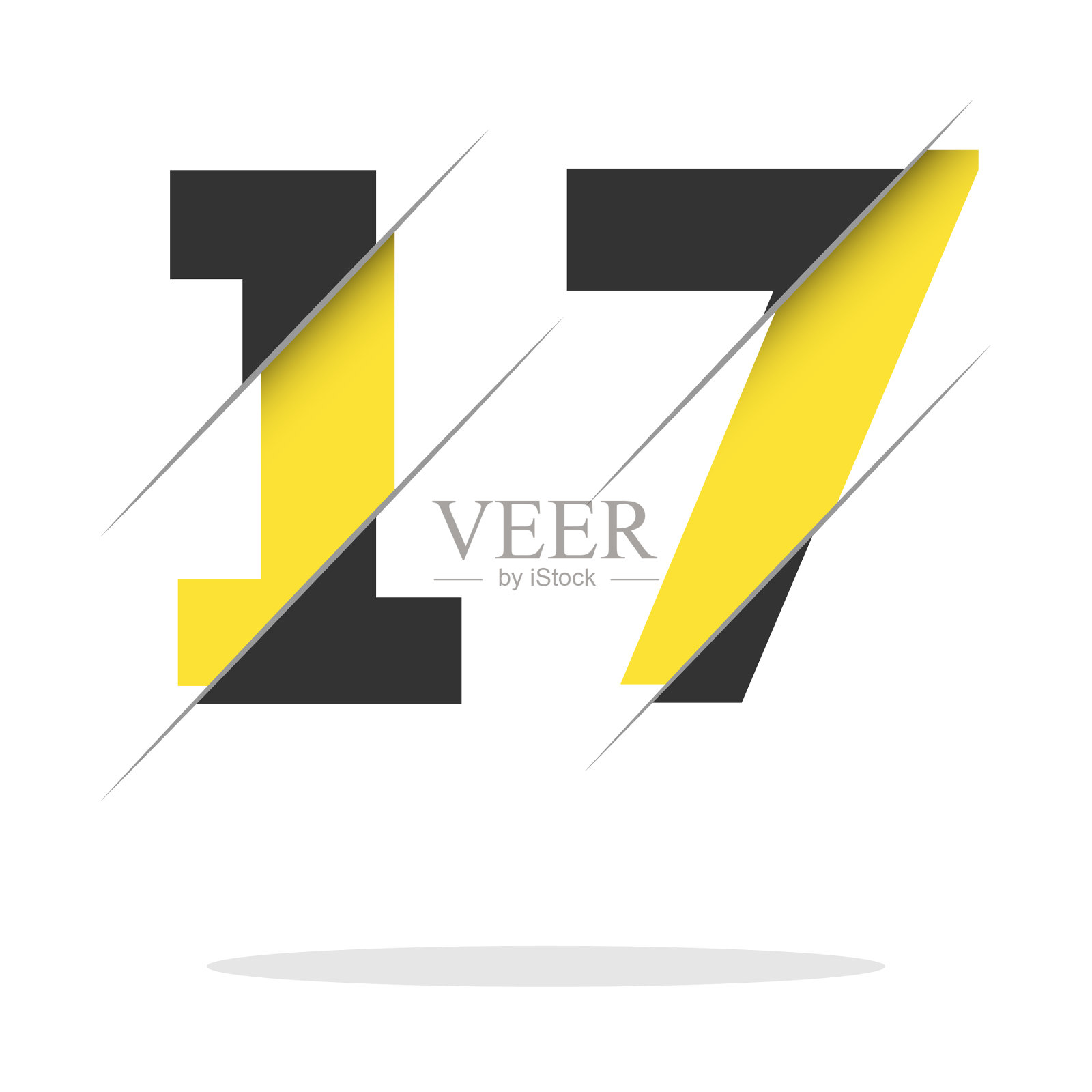 17 17数字标志设计具有创造性的切割和插画图片素材