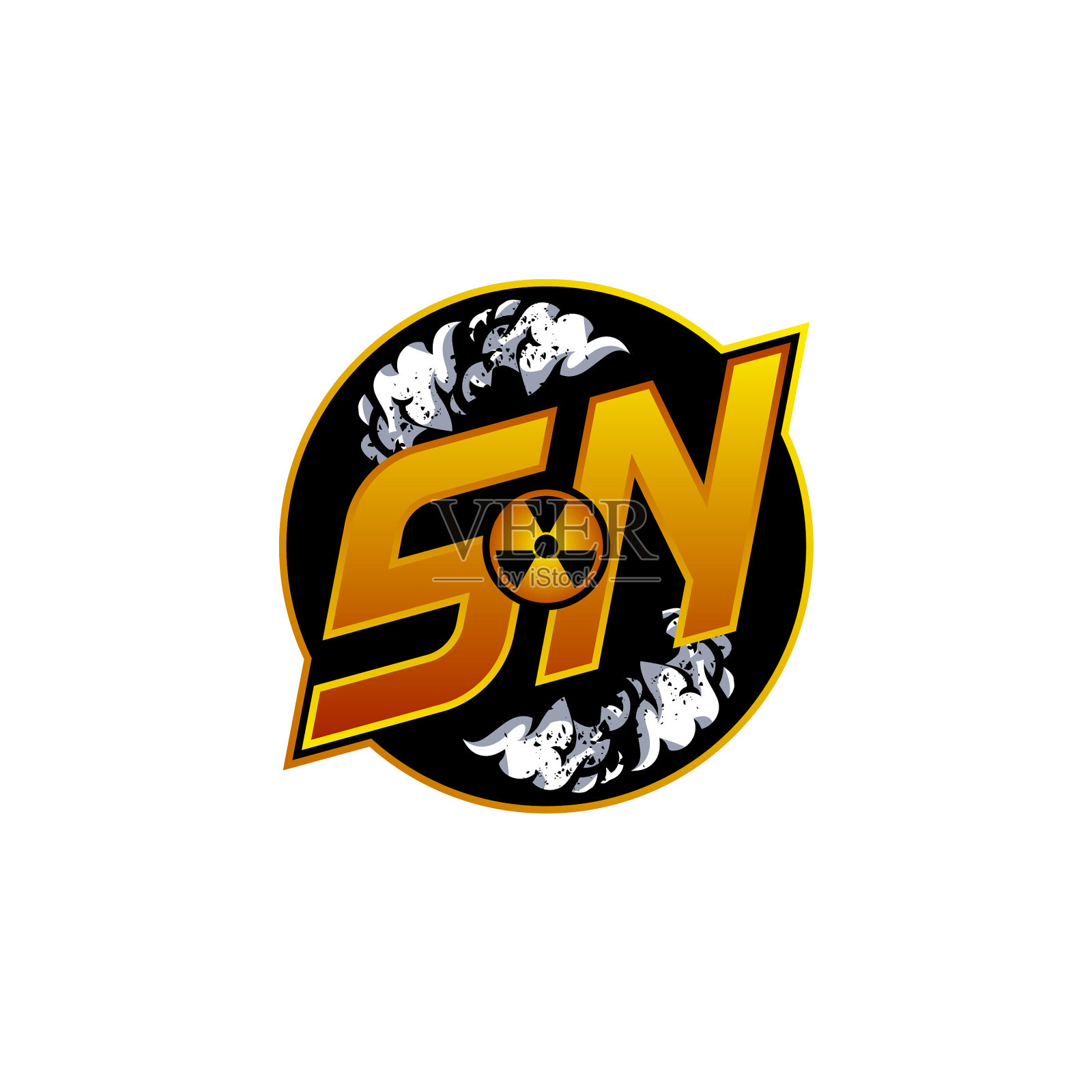 Sn标志字母组合电子竞技游戏与气体形状插画图片素材