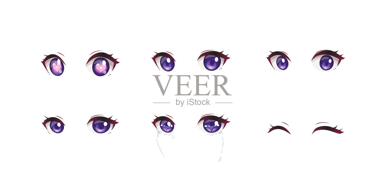 日本动漫少女的表情眼神犀利图标素材